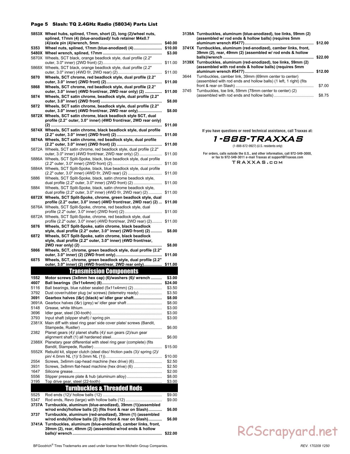 Traxxas - Slash 2WD - Parts List - Page 5