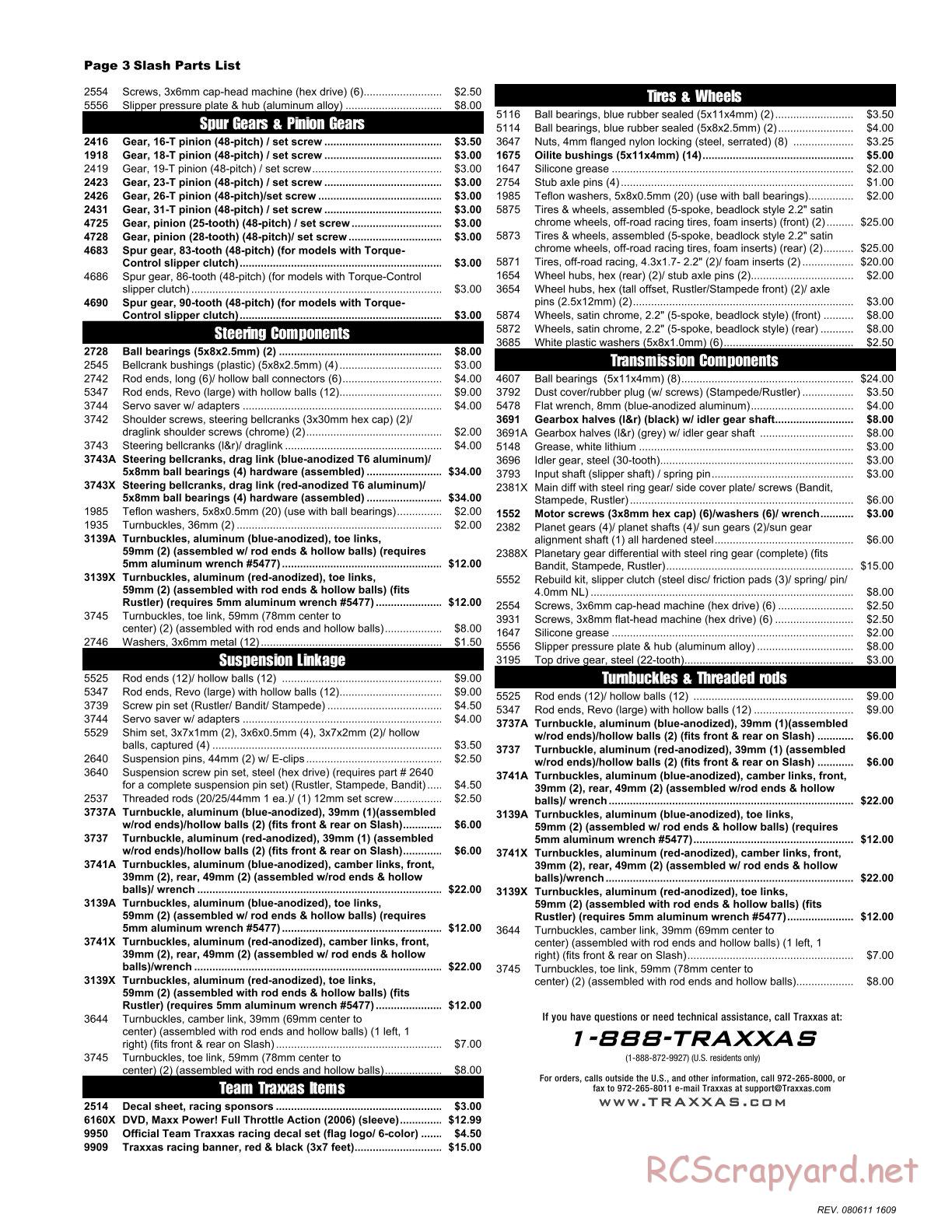 Traxxas - Slash 2WD - Parts List - Page 3