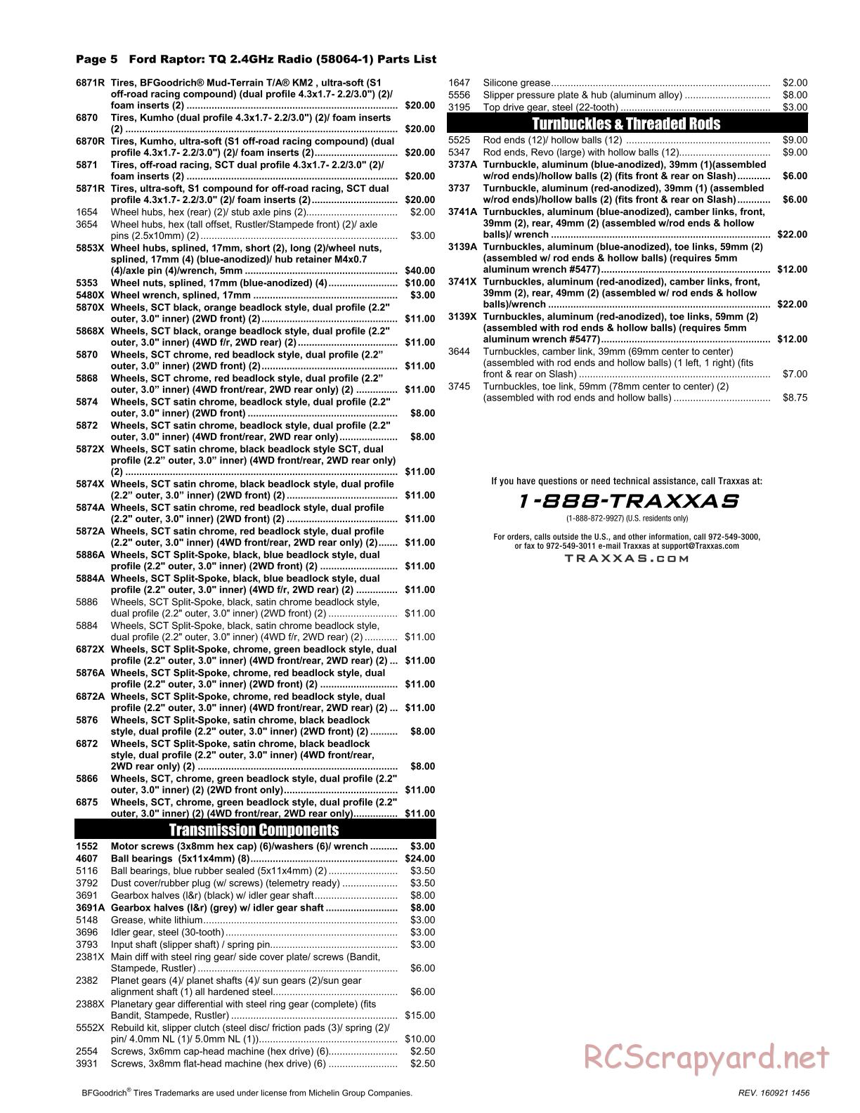 Traxxas - Ford F-150 SVT Raptor (2015) - Parts List - Page 5