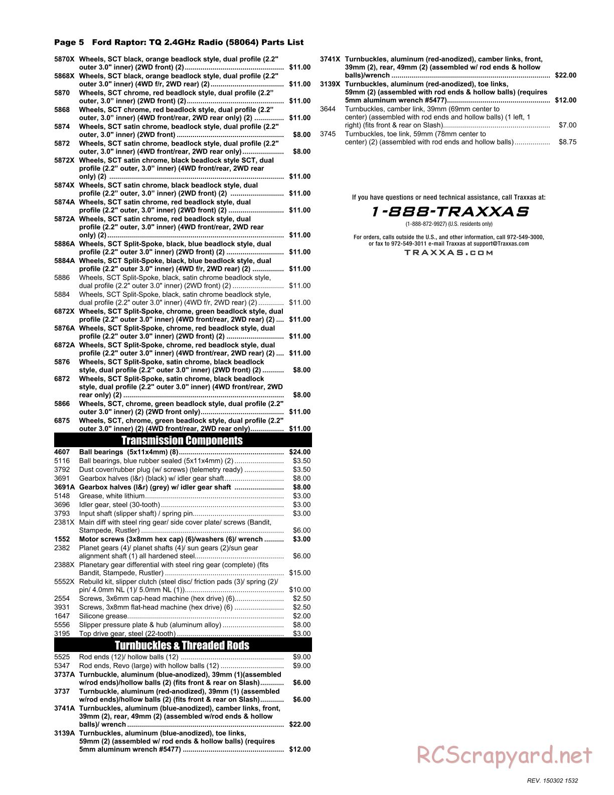 Traxxas - Ford F-150 SVT Raptor (2013) - Parts List - Page 5