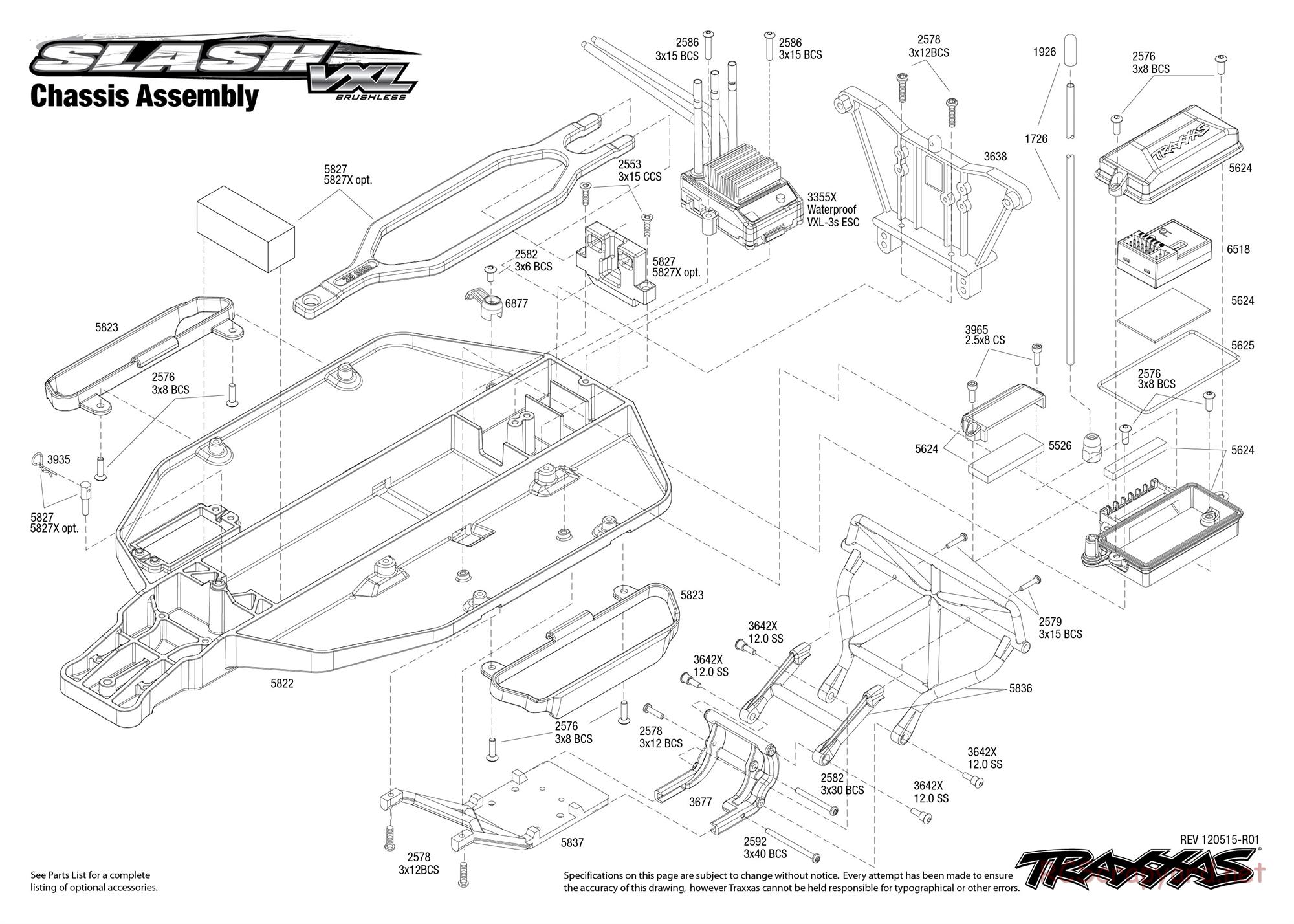 Traxxas - Slash 2WD VXL - Exploded Views - Page 1