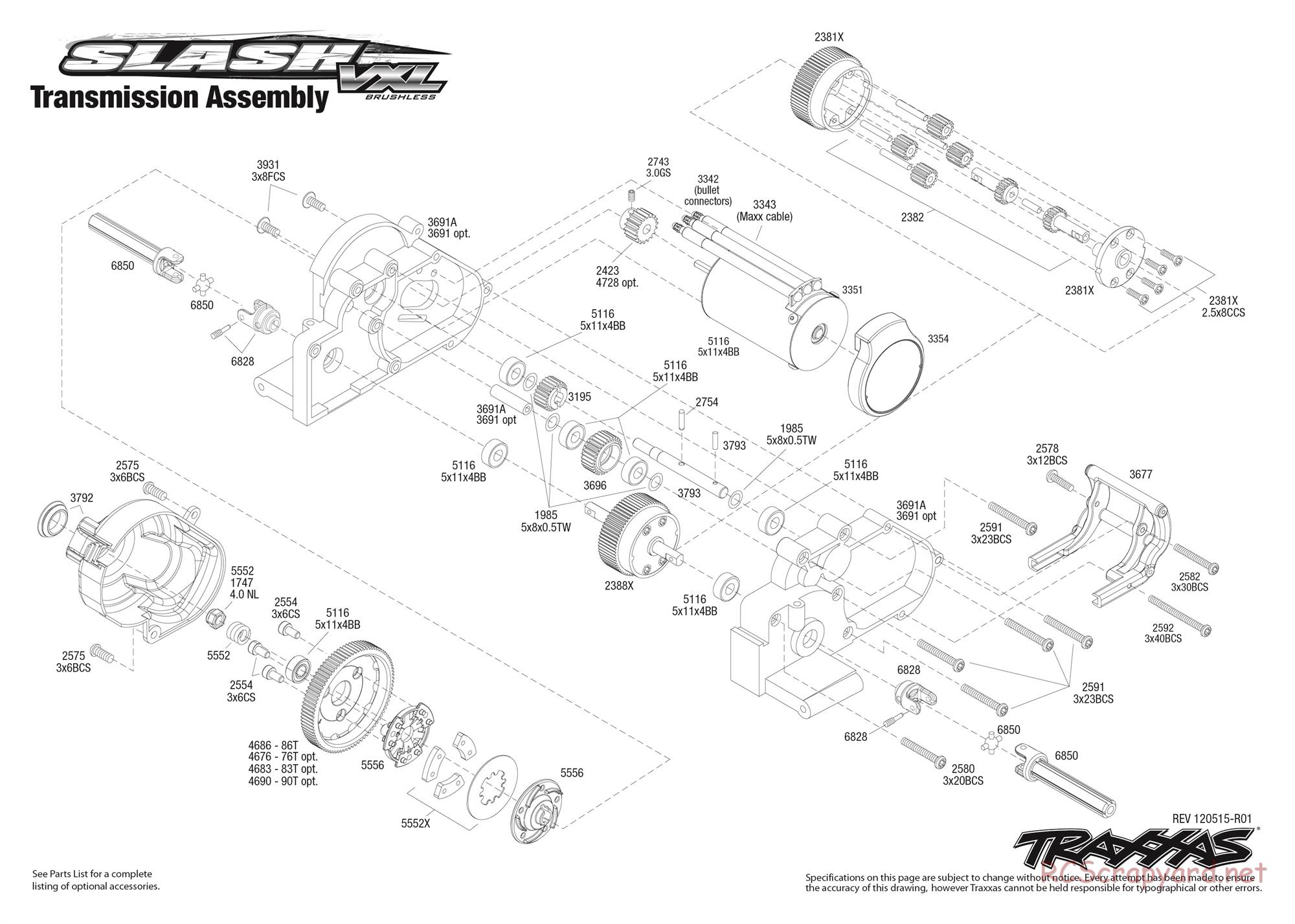 Traxxas - Slash 2WD VXL - Exploded Views - Page 4