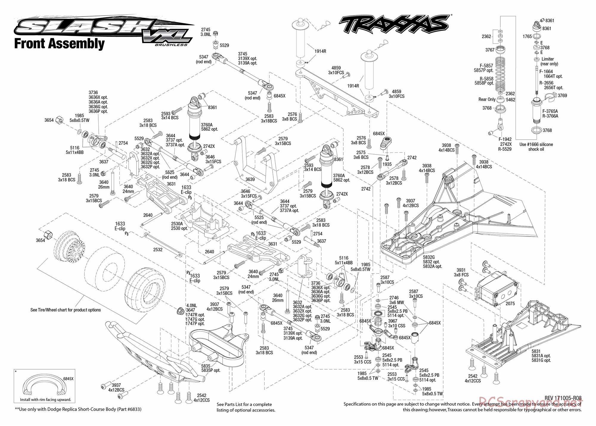 Traxxas - Slash 2WD VXL TSM OBA (2015) - Exploded Views - Page 3