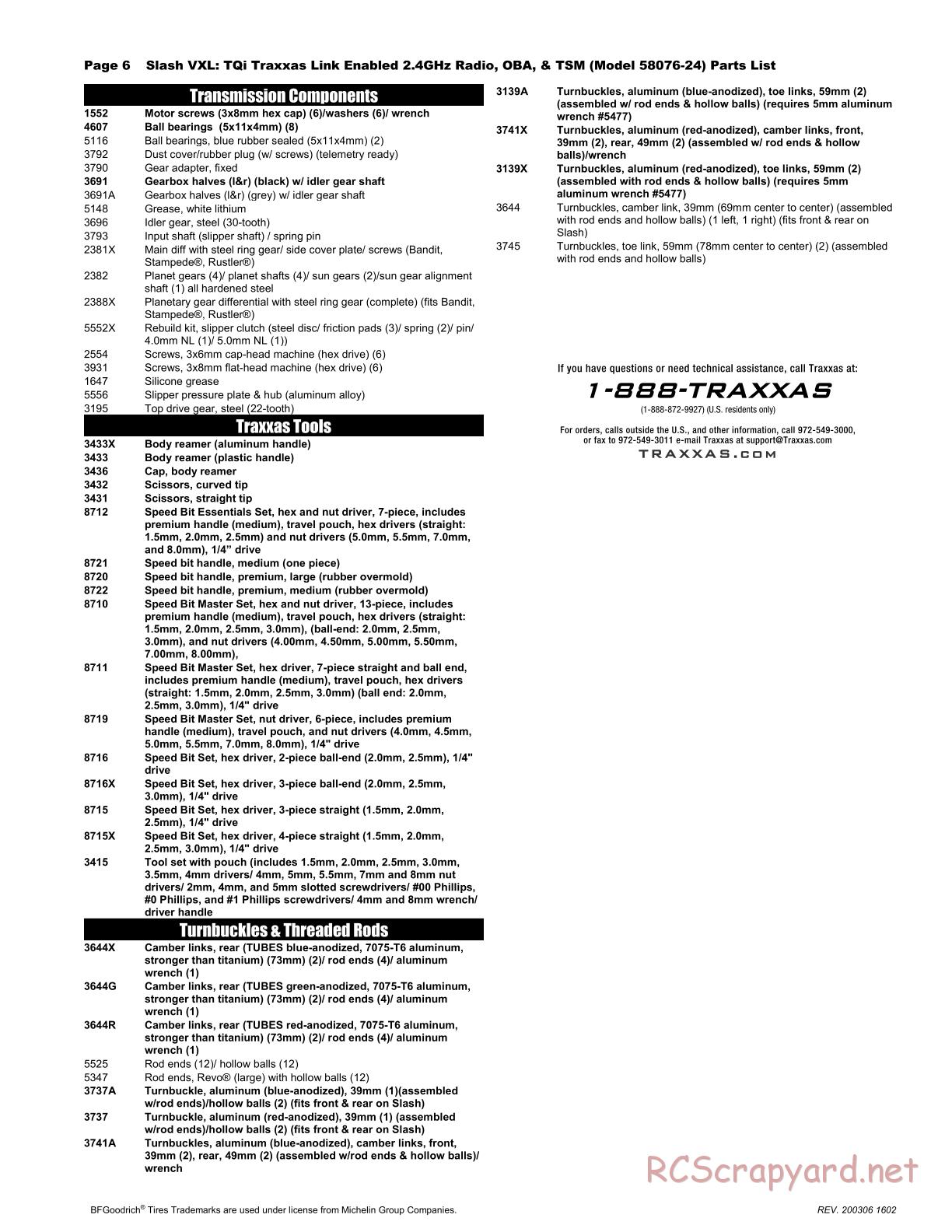 Traxxas - Slash 2WD VXL TSM OBA (2017) - Parts List - Page 6
