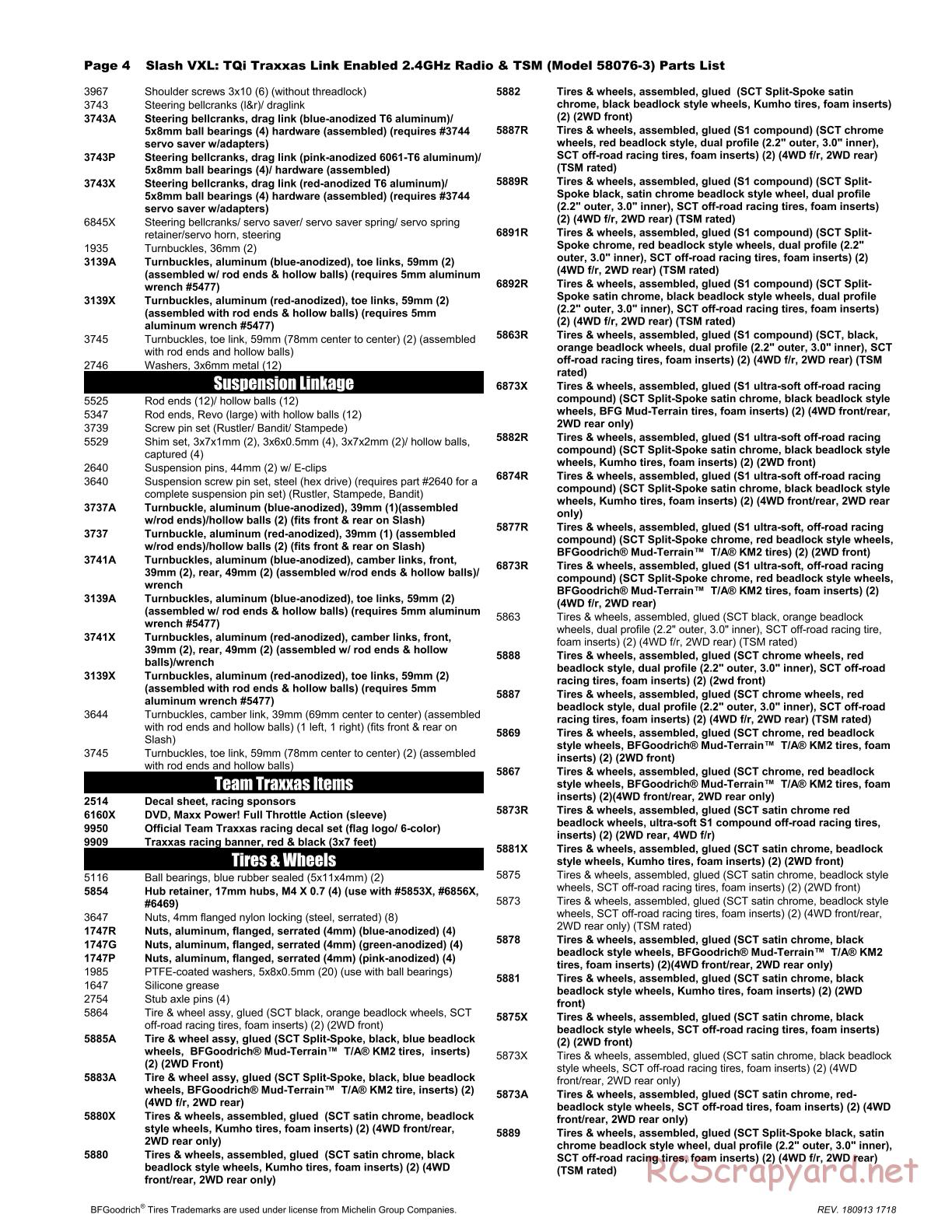 Traxxas - Slash 2WD VXL TSM (2015) - Parts List - Page 4