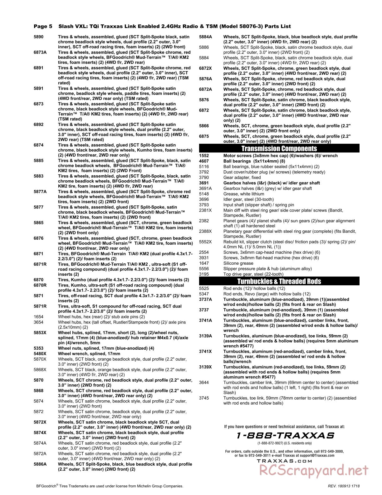 Traxxas - Slash 2WD VXL TSM (2015) - Parts List - Page 5