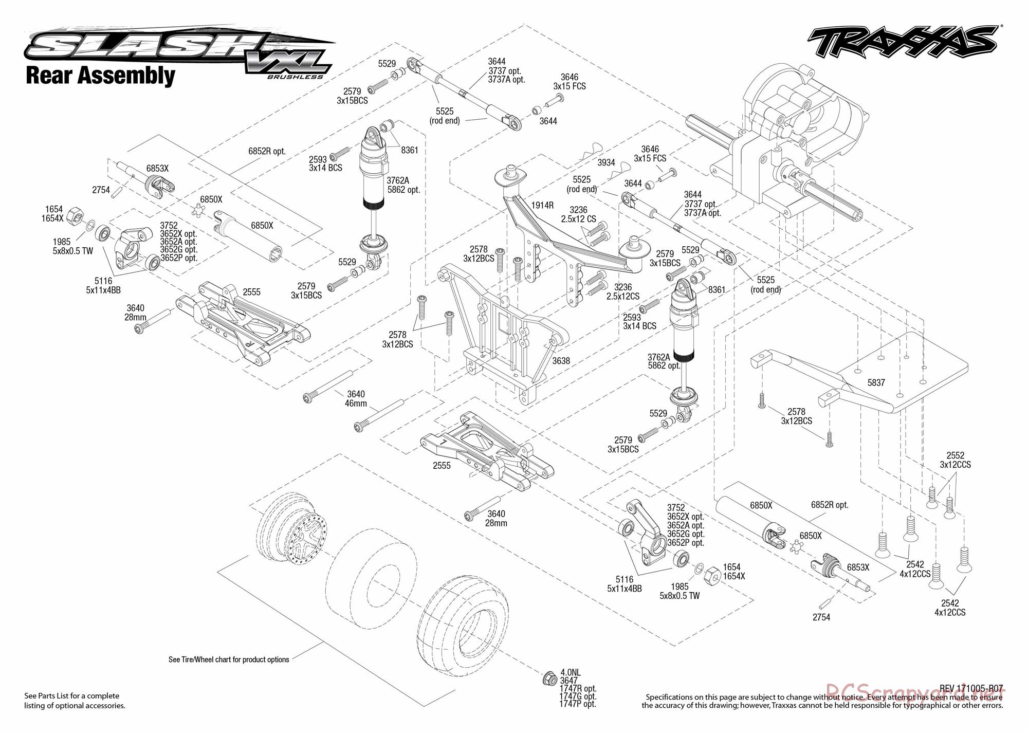 Traxxas - Slash 2WD VXL TSM (2015) - Exploded Views - Page 3
