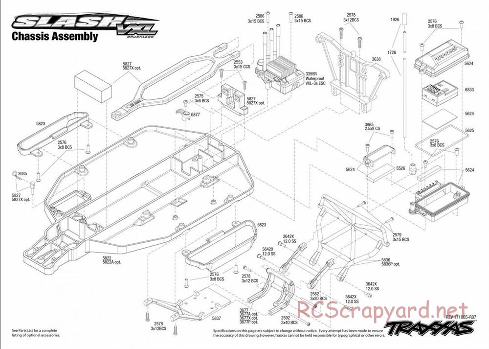 Traxxas - Slash VXL TSM 2WD - Exploded Views - Page 1