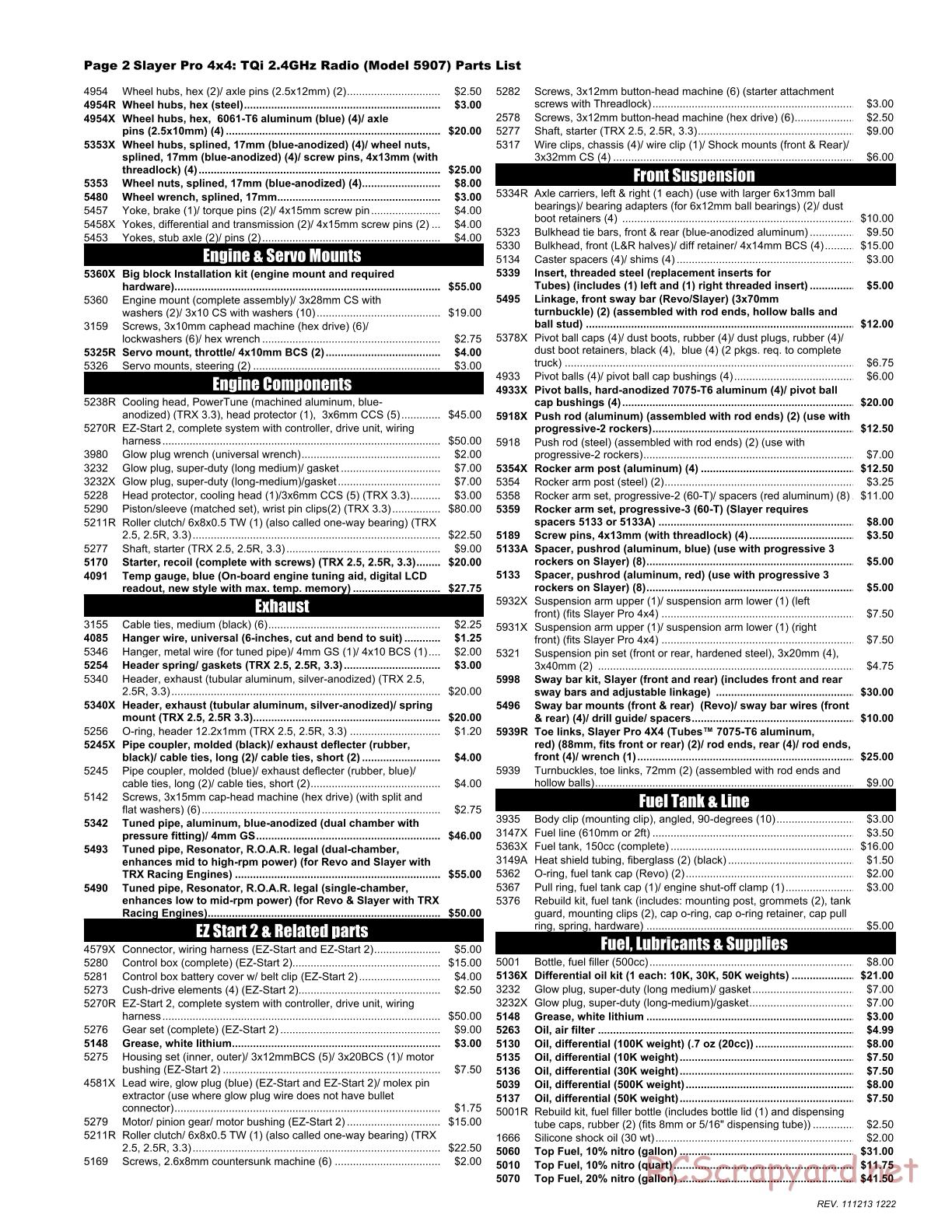 Traxxas - Slayer Pro 4x4 - Parts List - Page 2