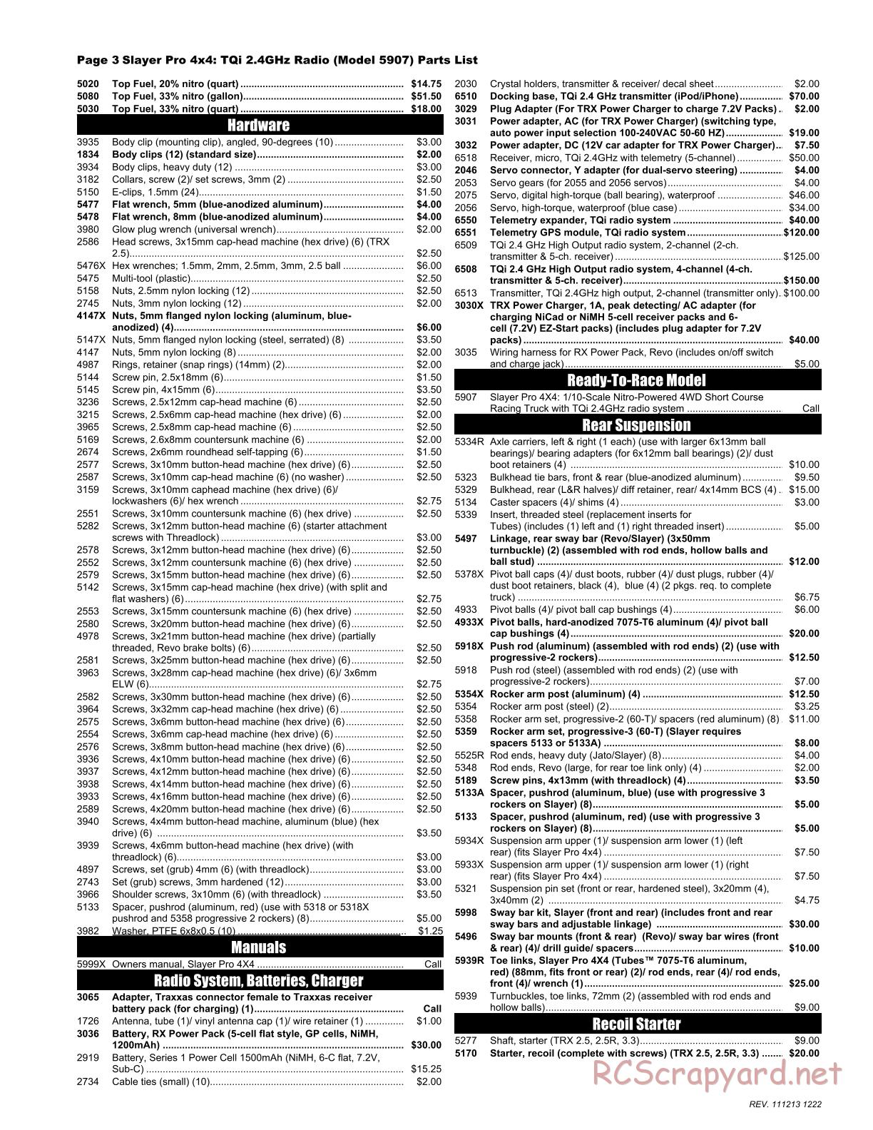 Traxxas - Slayer Pro 4x4 - Parts List - Page 3