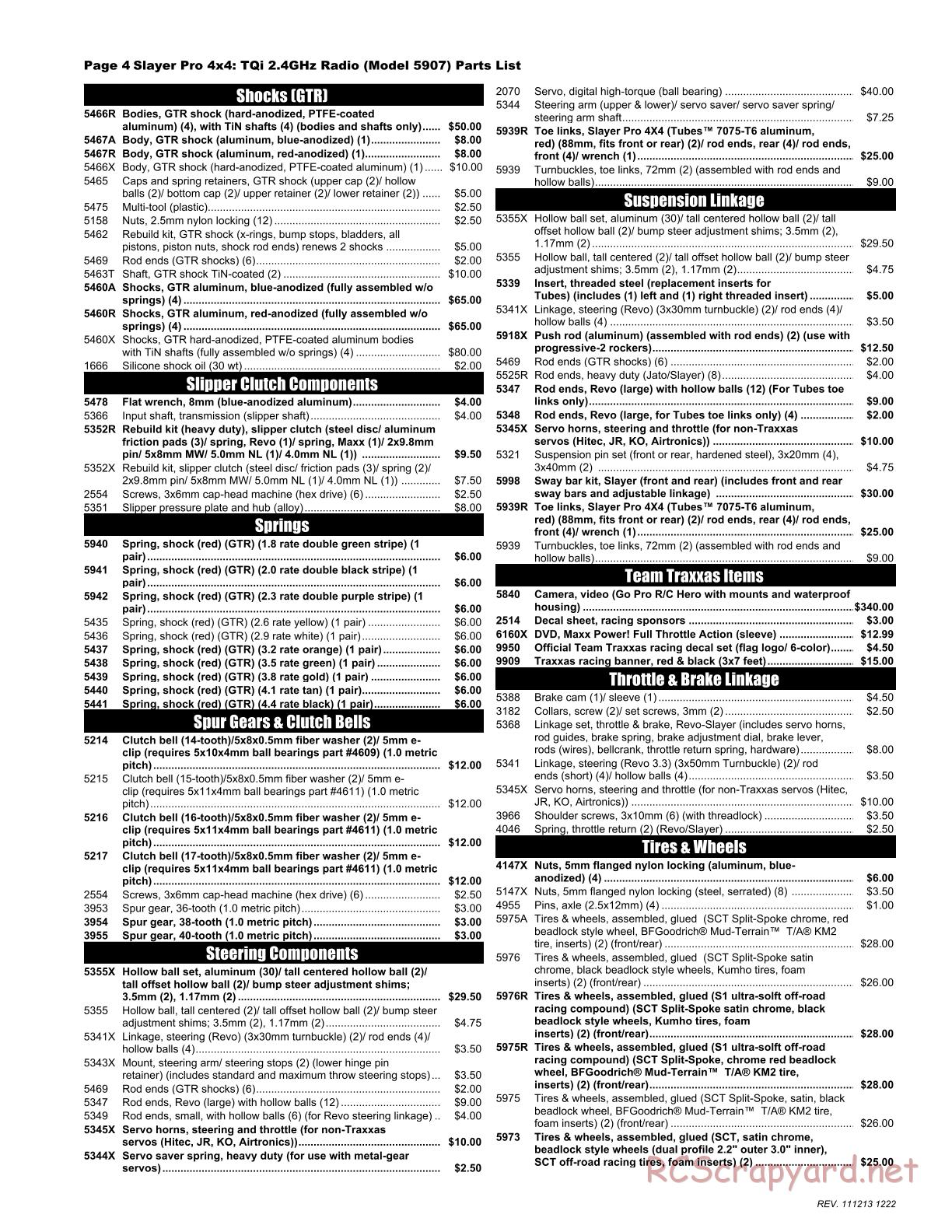 Traxxas - Slayer Pro 4x4 - Parts List - Page 4