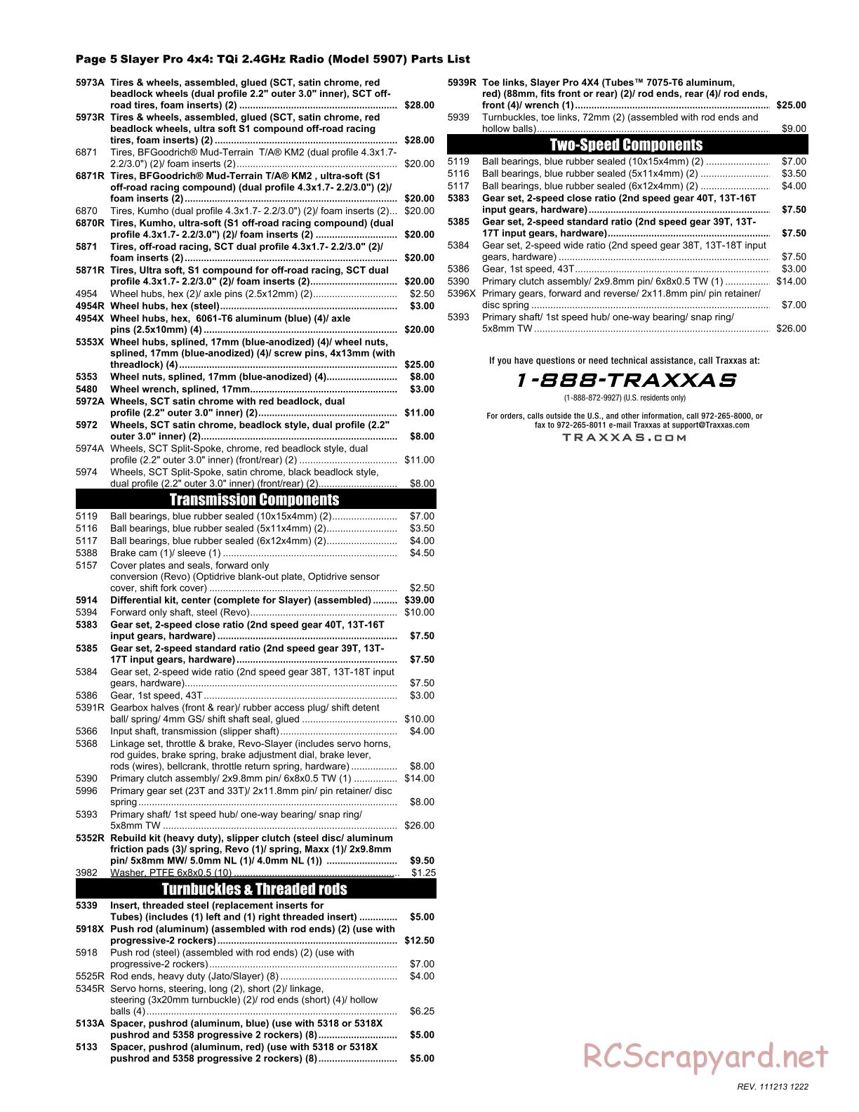 Traxxas - Slayer Pro 4x4 - Parts List - Page 5
