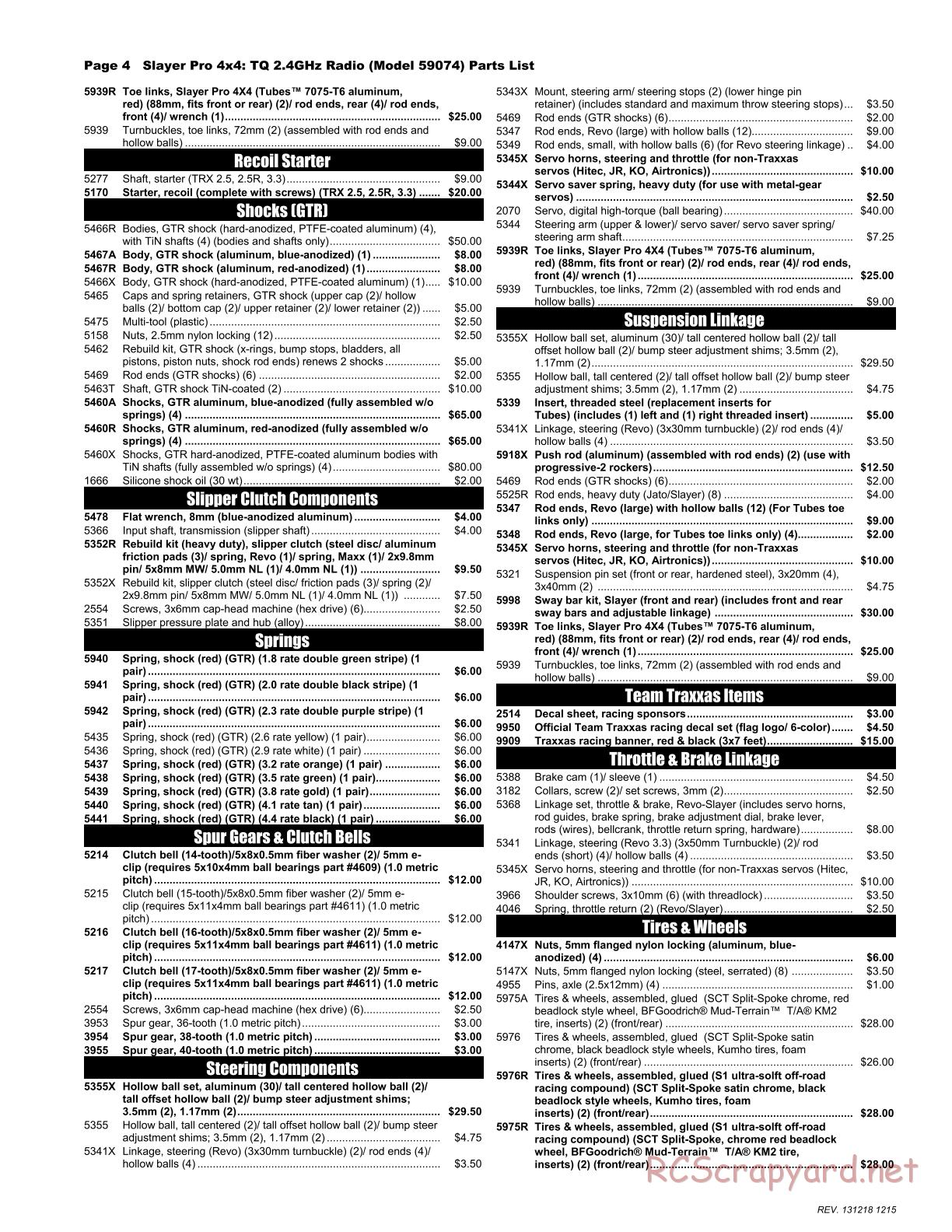 Traxxas - Slayer Pro 4x4 (2012) - Parts List - Page 4