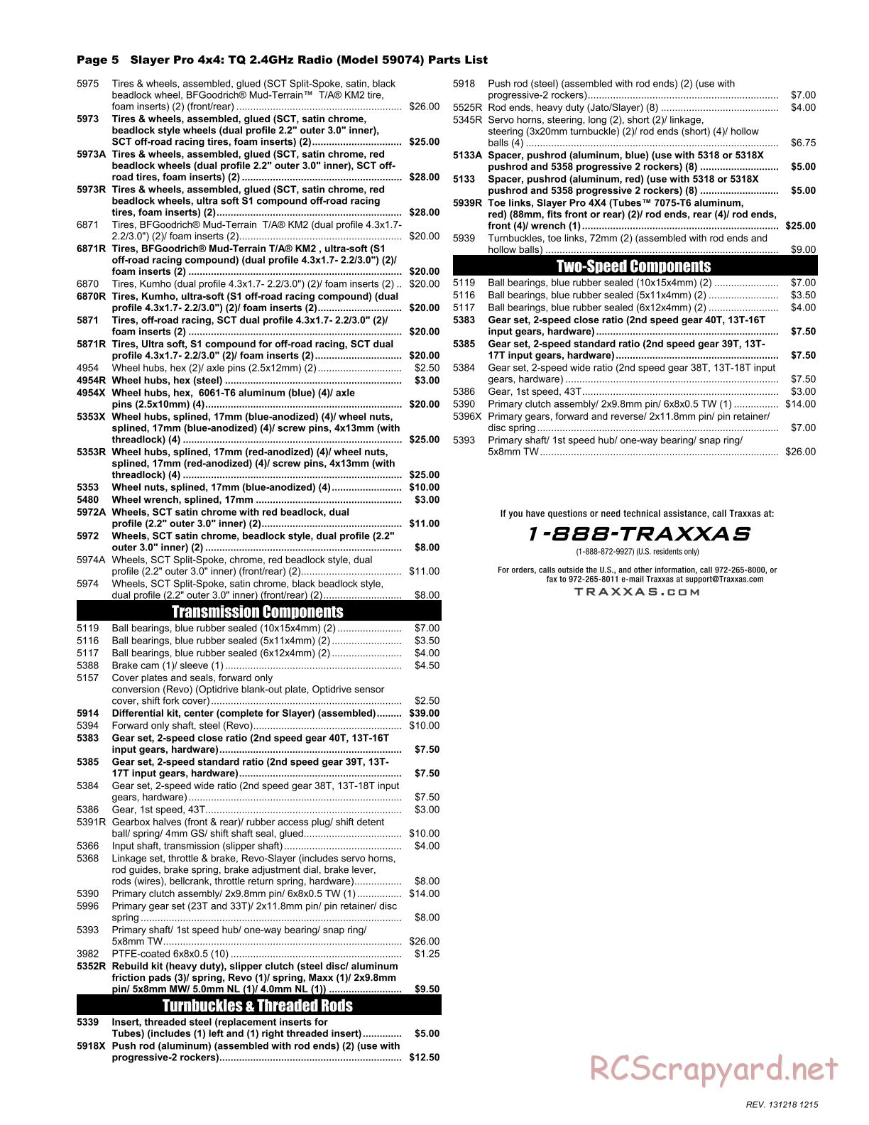 Traxxas - Slayer Pro 4x4 (2012) - Parts List - Page 5