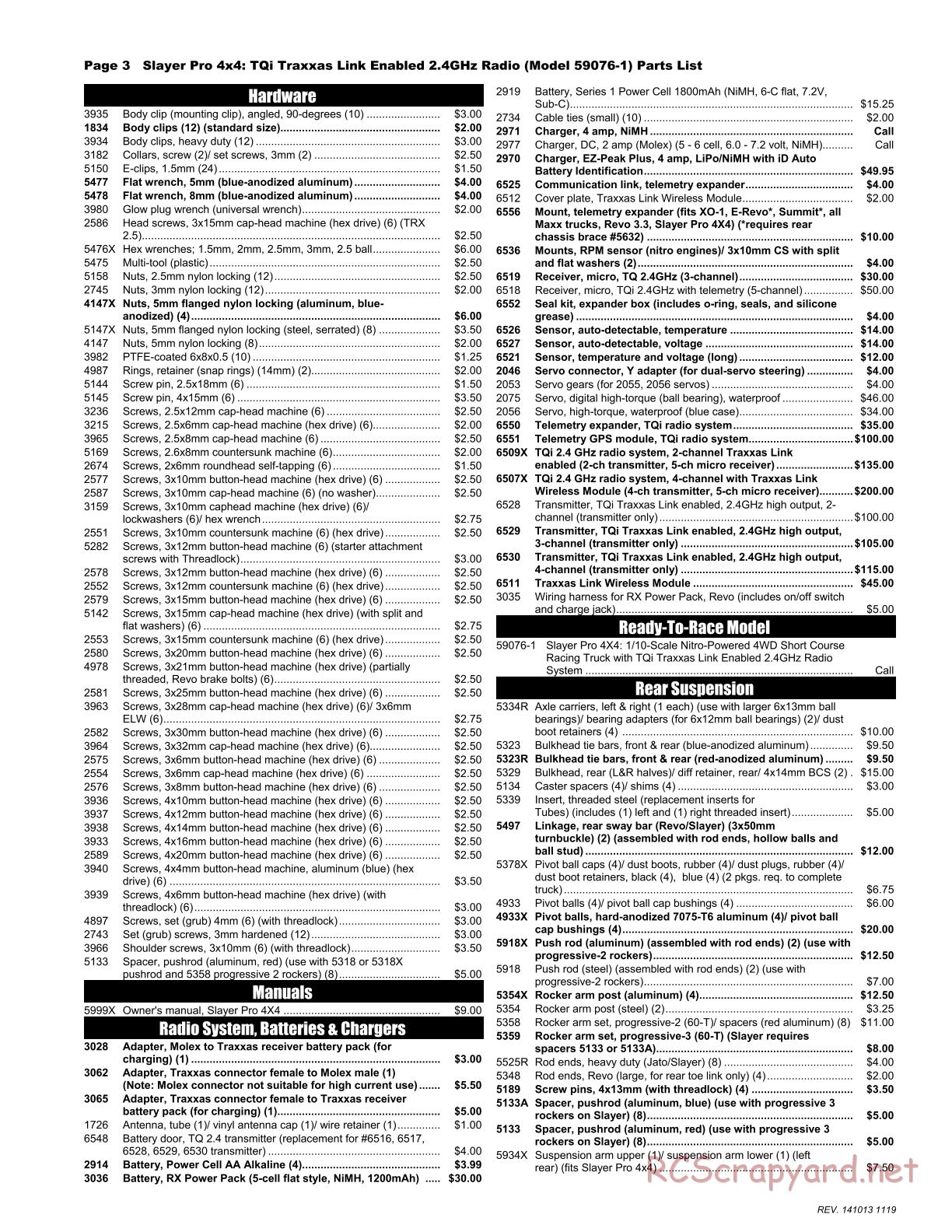 Traxxas - Slayer Pro 4x4 (2014) - Parts List - Page 3