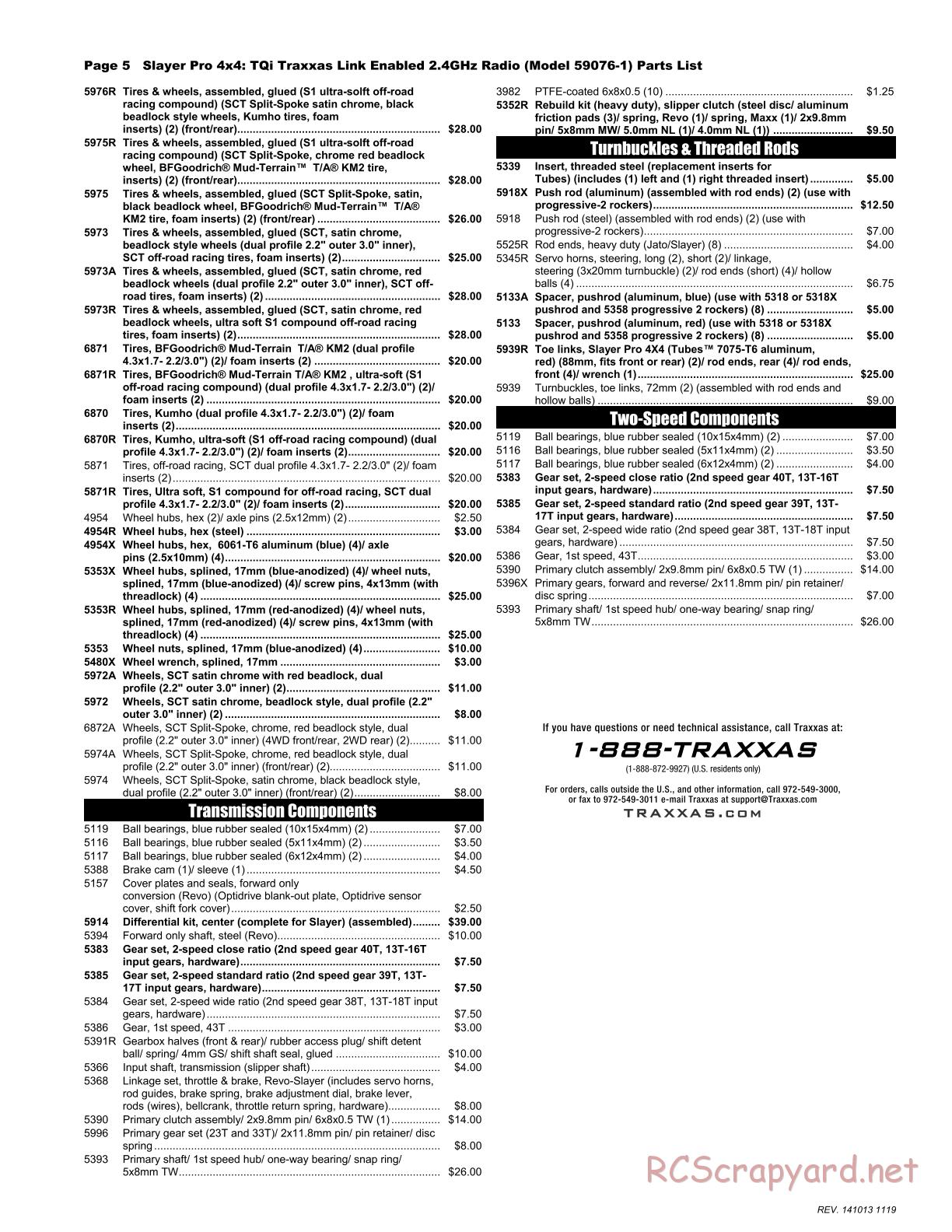 Traxxas - Slayer Pro 4x4 (2014) - Parts List - Page 5
