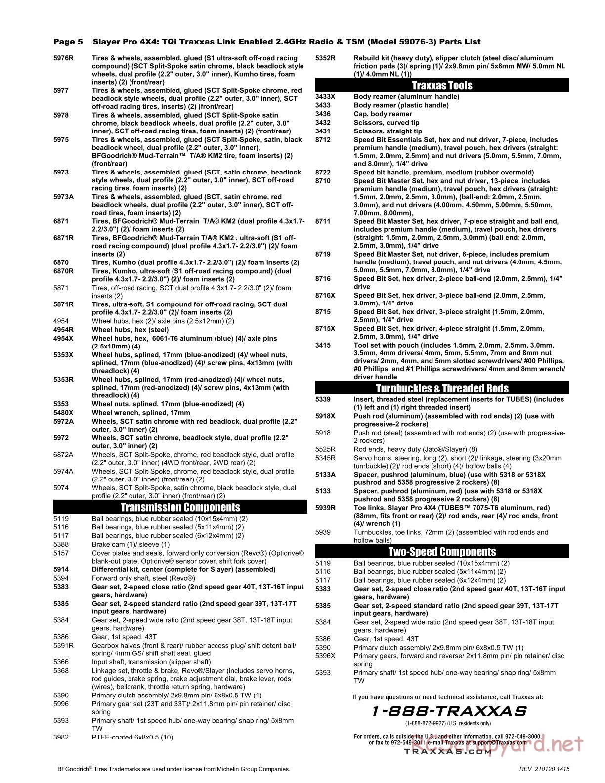 Traxxas - Slayer Pro 4x4 TSM - Parts List - Page 5