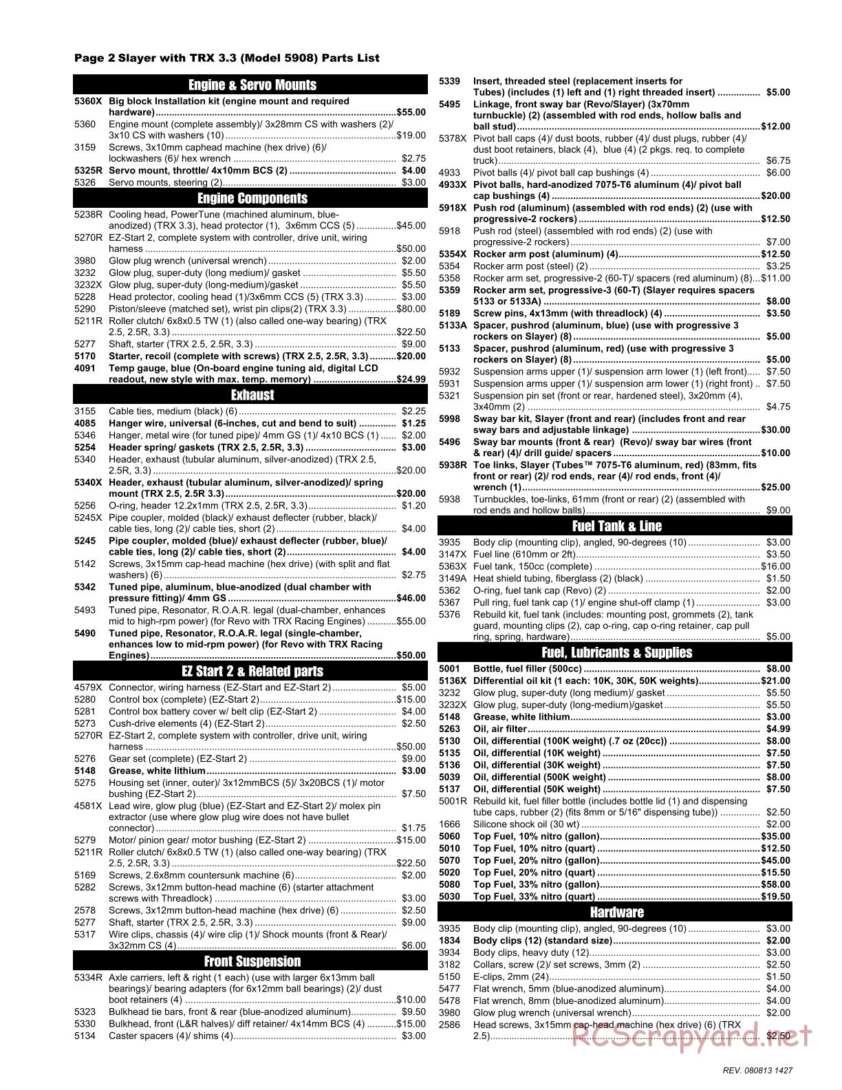 Traxxas - Slayer Pro 4WD (2008) - Parts List - Page 2