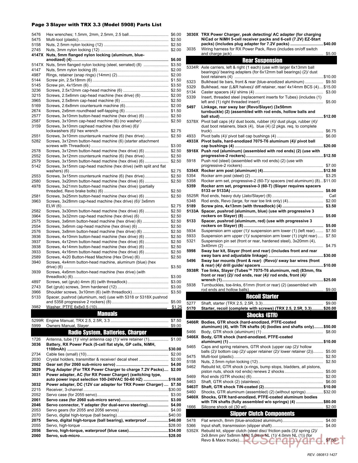 Traxxas - Slayer Pro 4WD (2008) - Parts List - Page 3