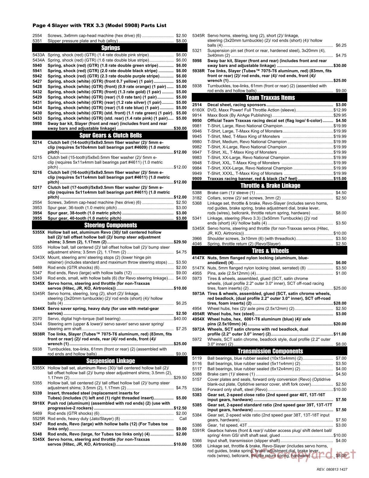 Traxxas - Slayer Pro 4WD (2008) - Parts List - Page 4