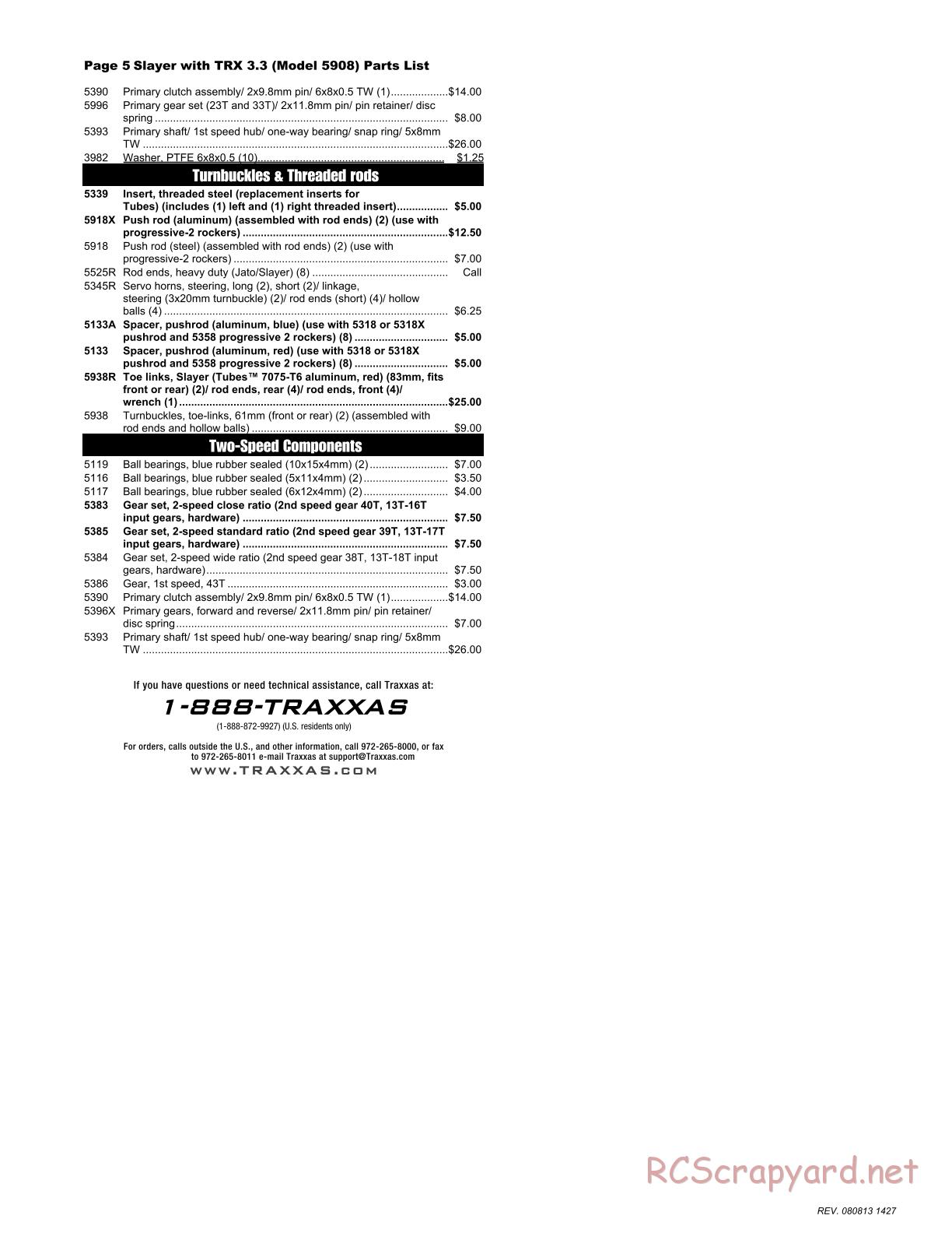 Traxxas - Slayer Pro 4WD (2008) - Parts List - Page 5