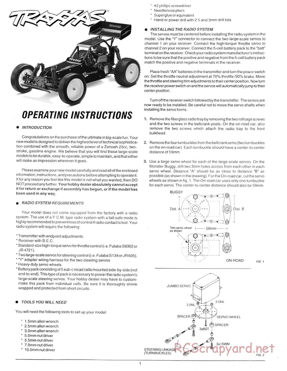 Traxxas - Monster Buggy (Gas Buggy) (1993) - Manual - Page 1