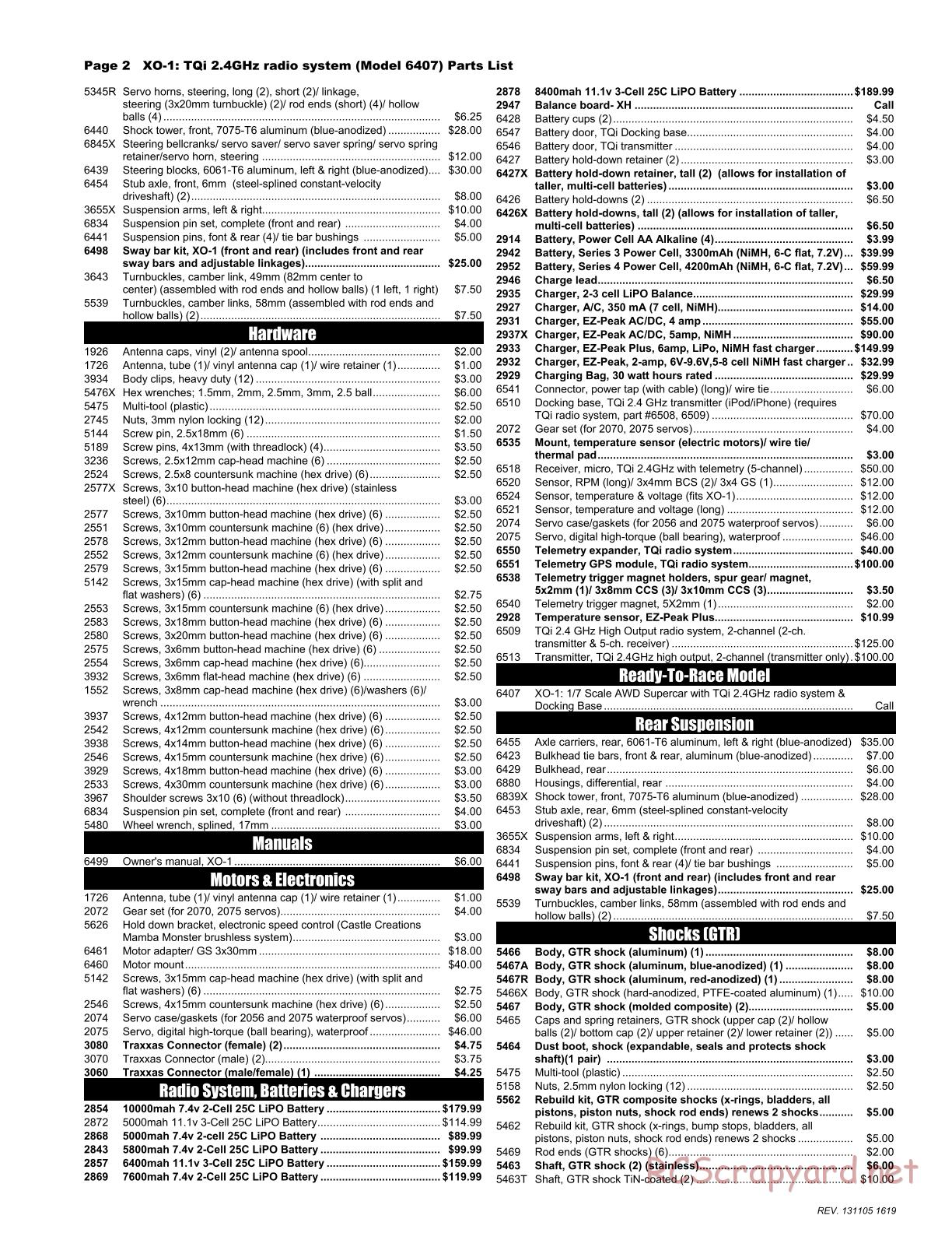Traxxas - XO-1 (2011) - Parts List - Page 2