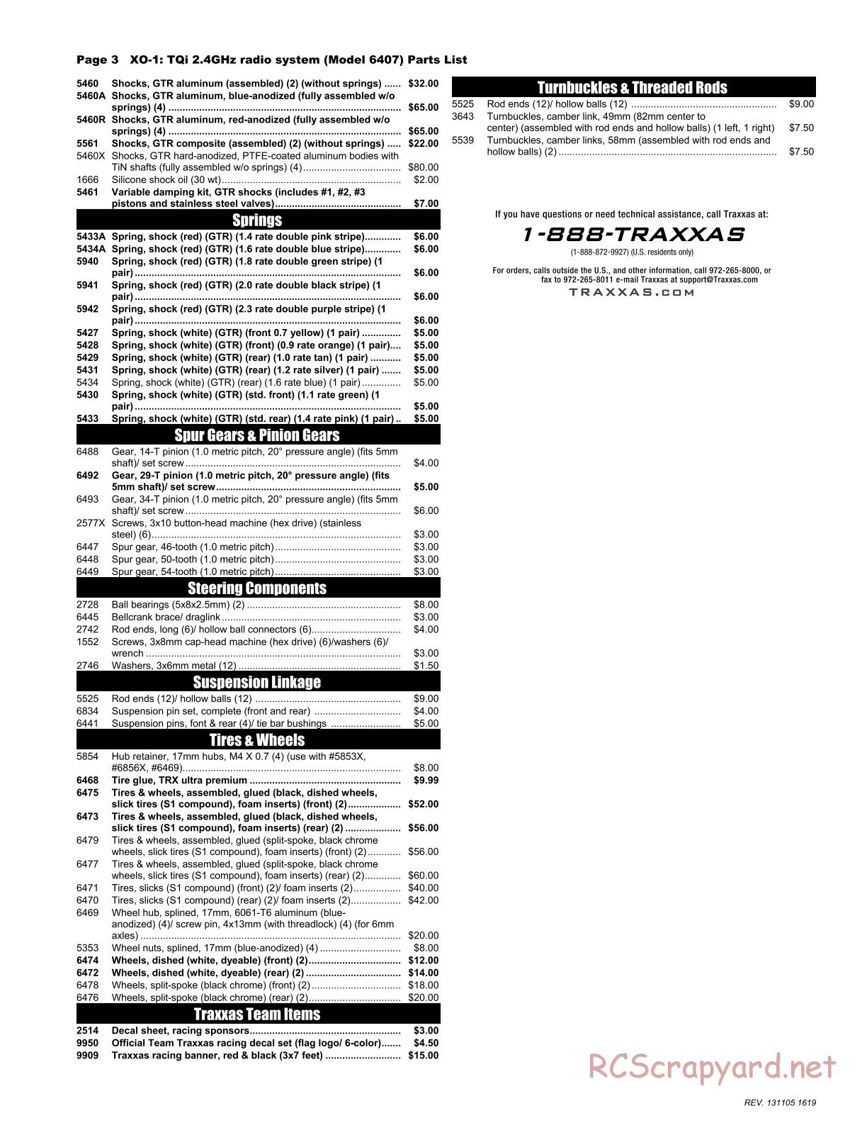 Traxxas - XO-1 (2011) - Parts List - Page 3