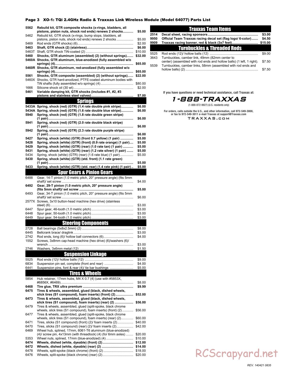 Traxxas - XO-1 (2014) - Parts List - Page 3