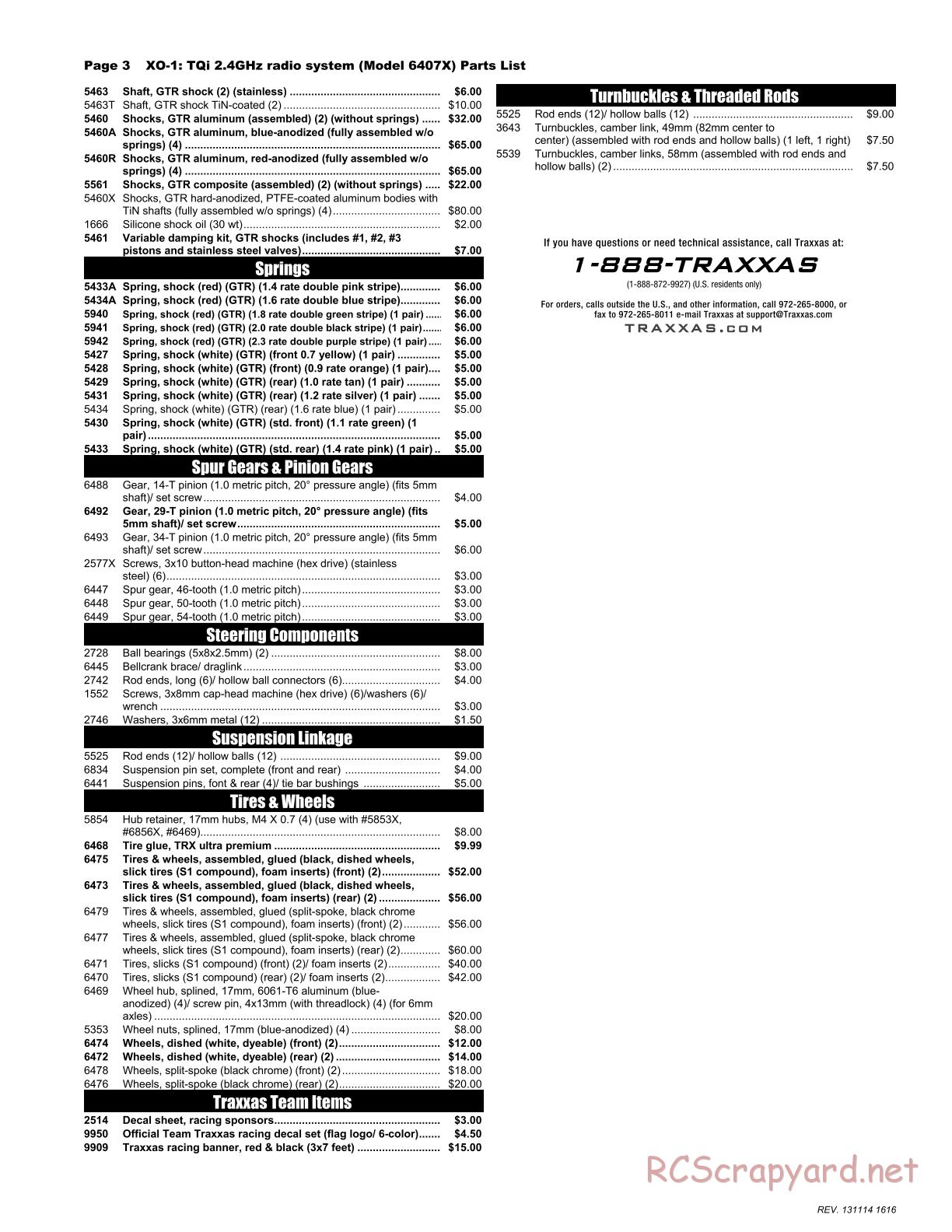 Traxxas - XO-1 (2014) - Parts List - Page 3