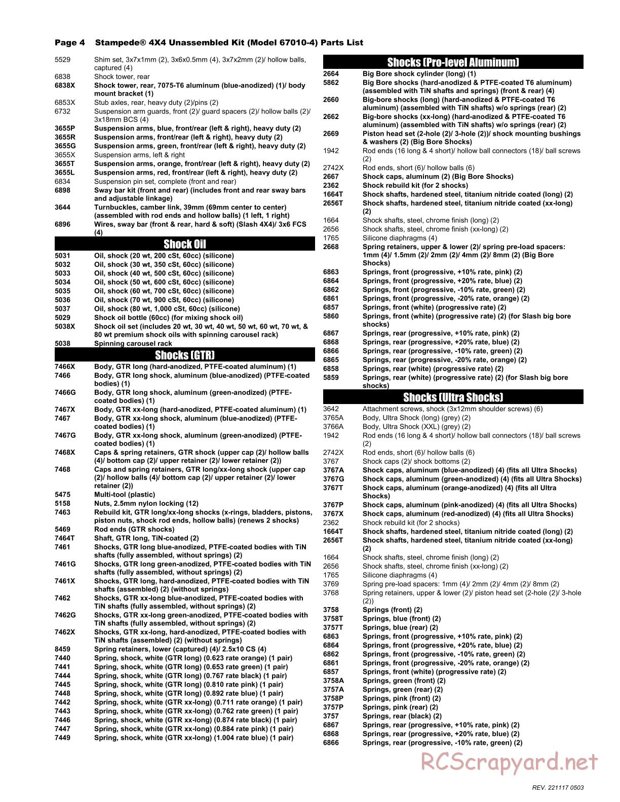 Traxxas - Stampede 4x4 (2019) - Parts List - Page 4