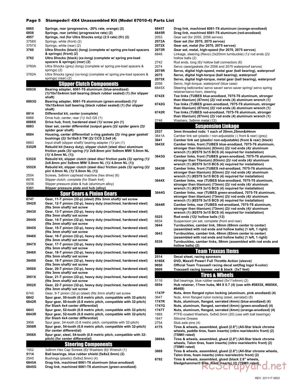 Traxxas - Stampede 4x4 (2019) - Parts List - Page 5