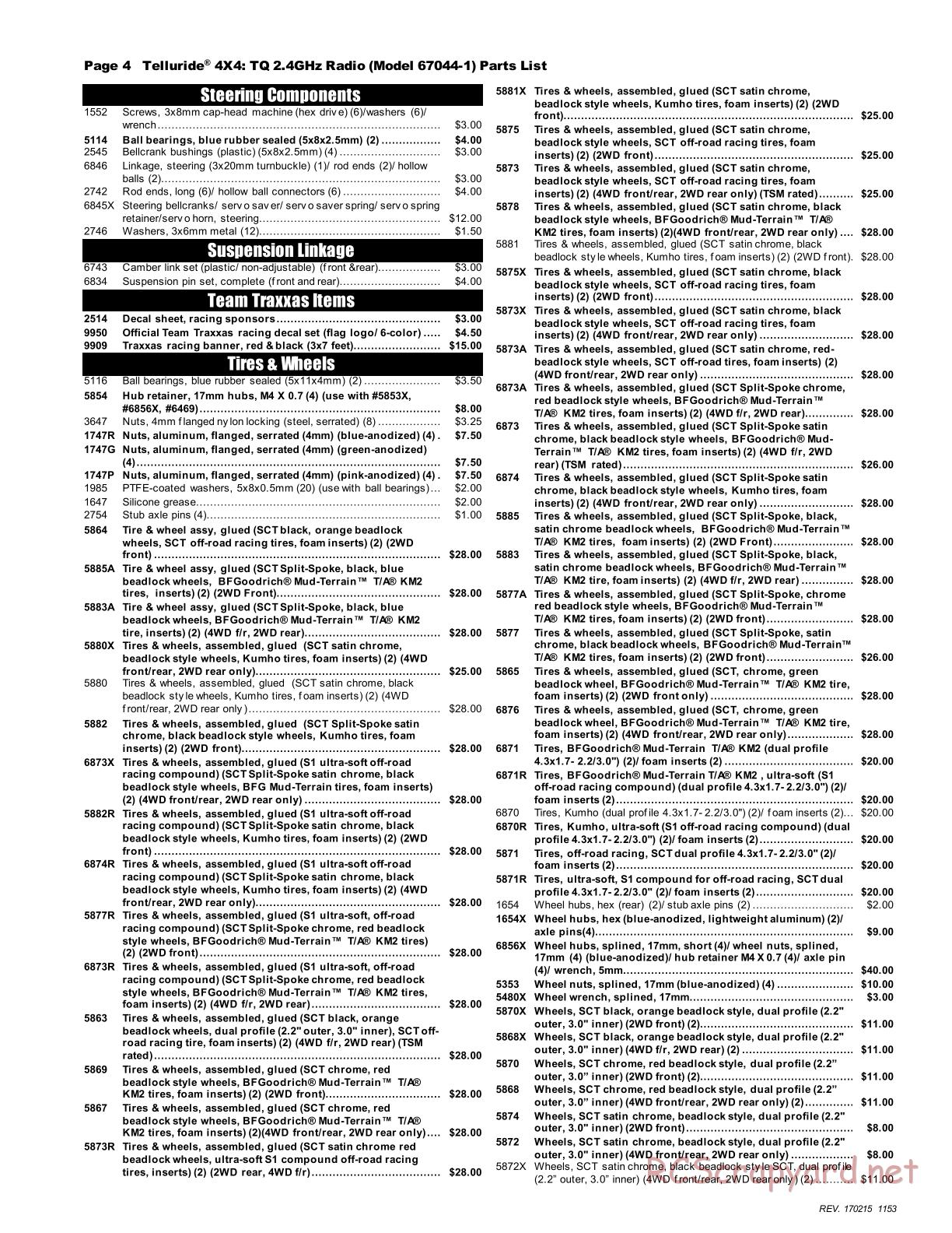 Traxxas - Telluride 4x4 (2015) - Parts List - Page 4