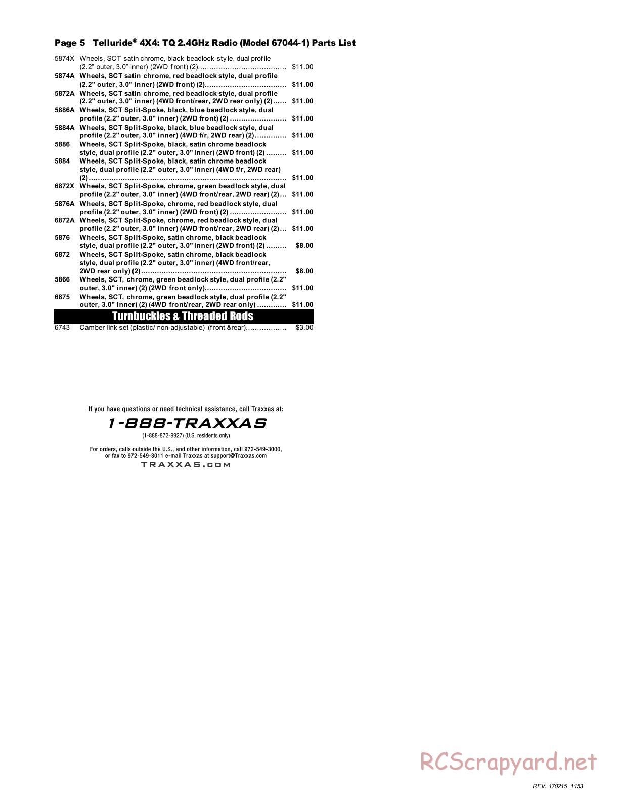 Traxxas - Telluride 4x4 (2015) - Parts List - Page 5