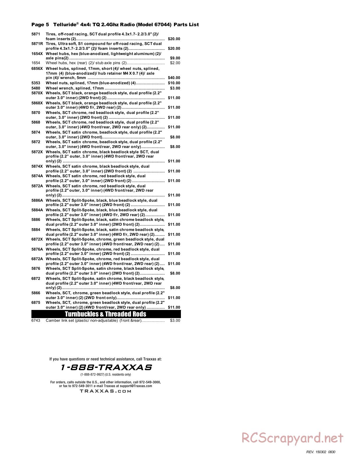 Traxxas - Telluride 4x4 (2013) - Parts List - Page 5