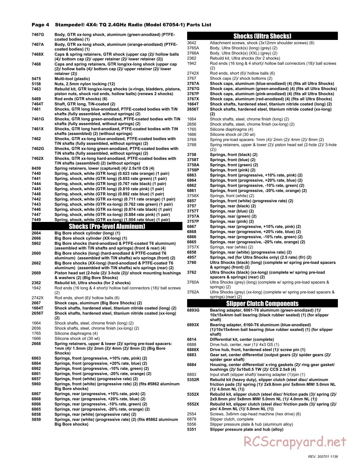 Traxxas - Stampede 4x4 - Parts List - Page 4