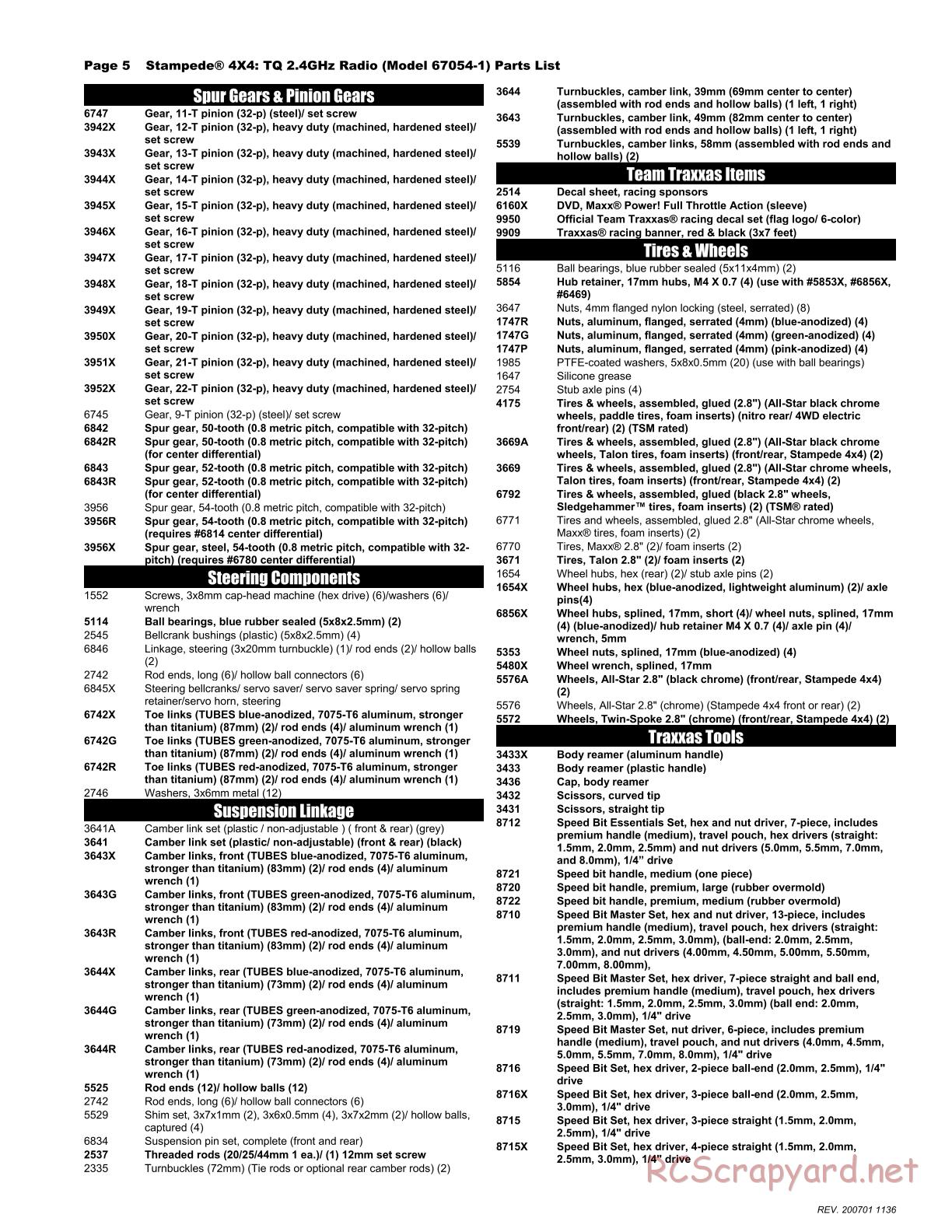 Traxxas - Stampede 4x4 - Parts List - Page 5