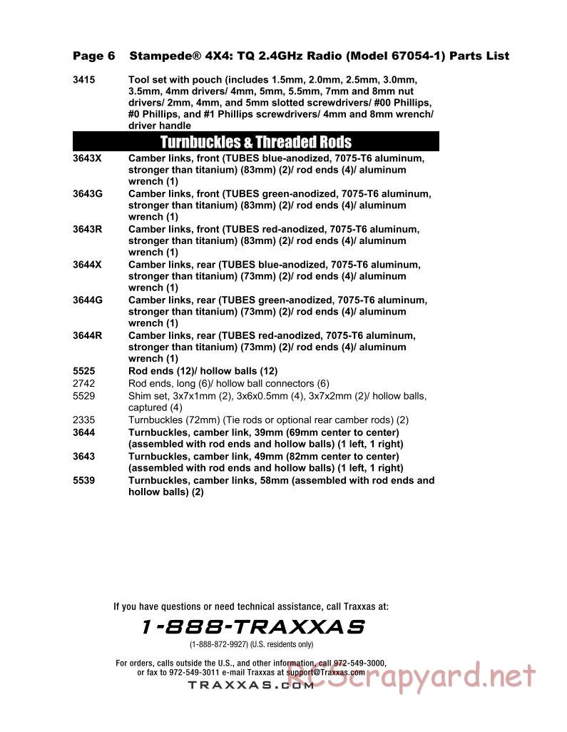 Traxxas - Stampede 4x4 - Parts List - Page 6