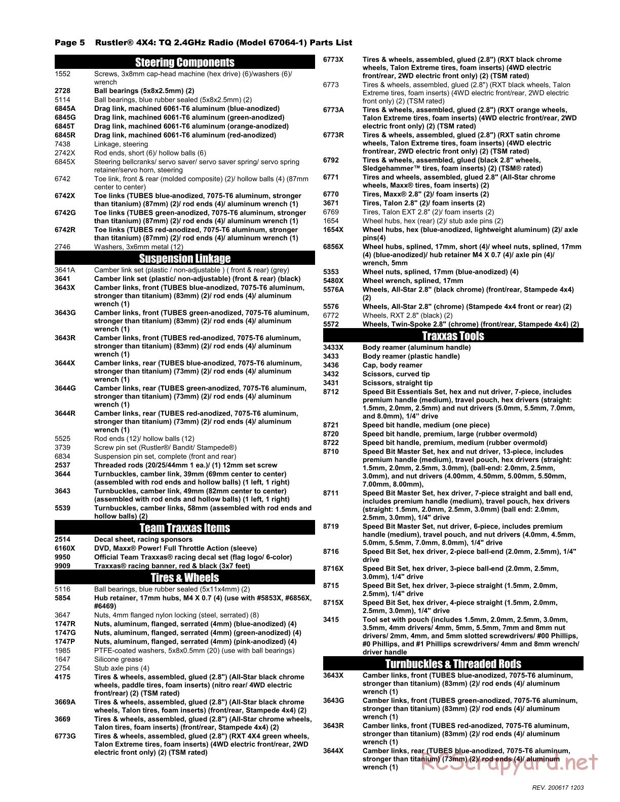 Traxxas - Rustler 4x4 XL-5 - Parts List - Page 5