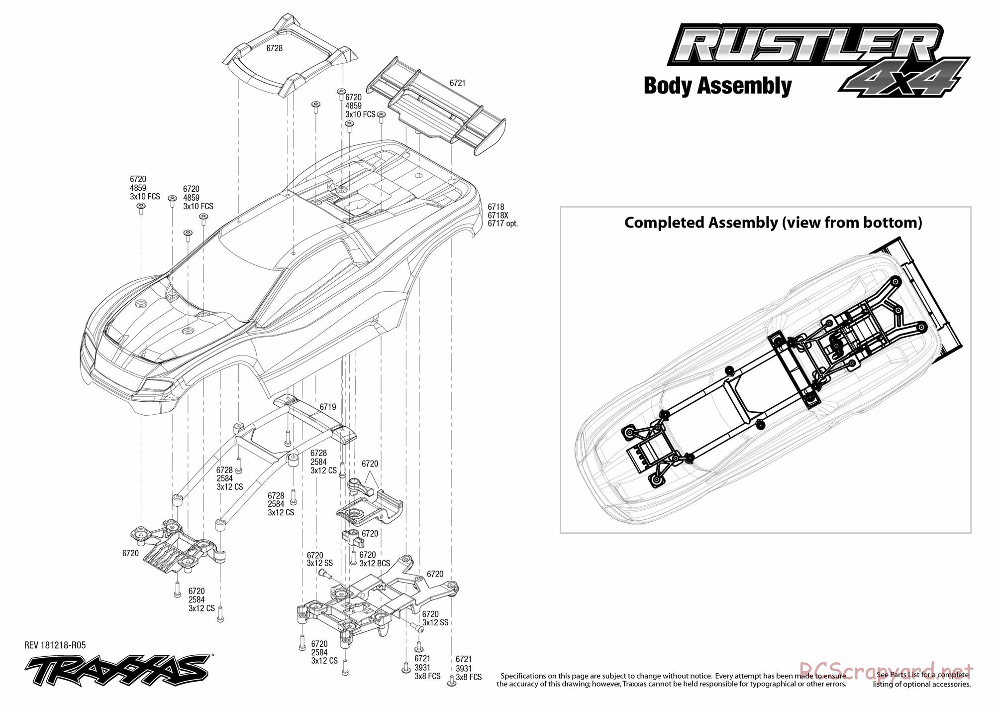 Traxxas - Rustler 4x4 XL-5 (2018) - Exploded Views - Page 1