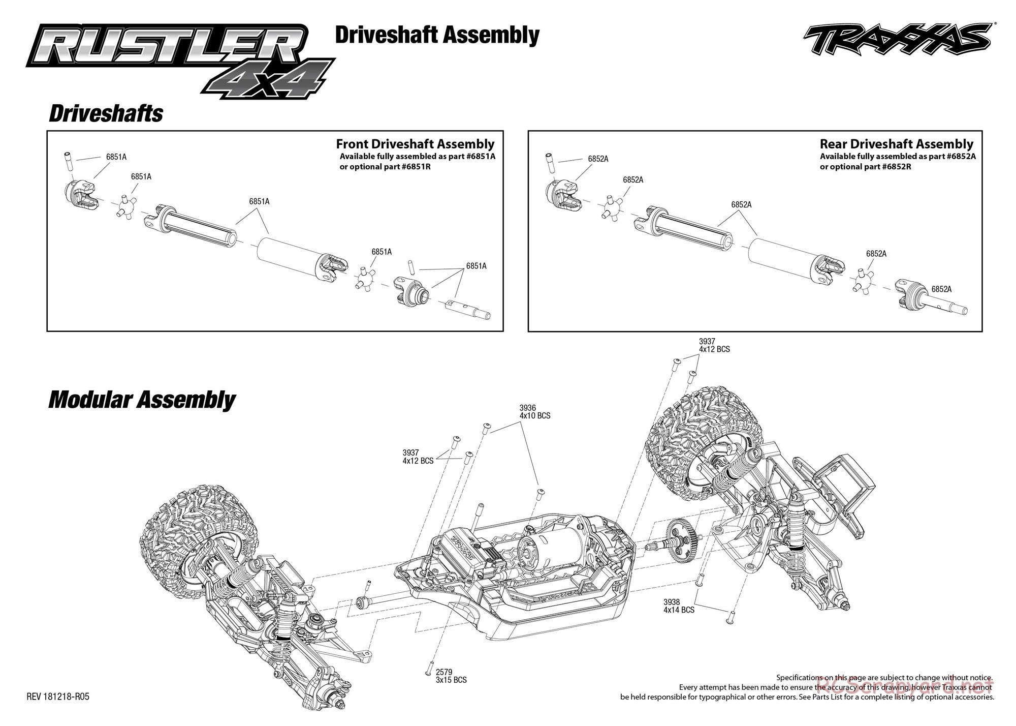 Traxxas - Rustler 4x4 XL-5 (2018) - Exploded Views - Page 3