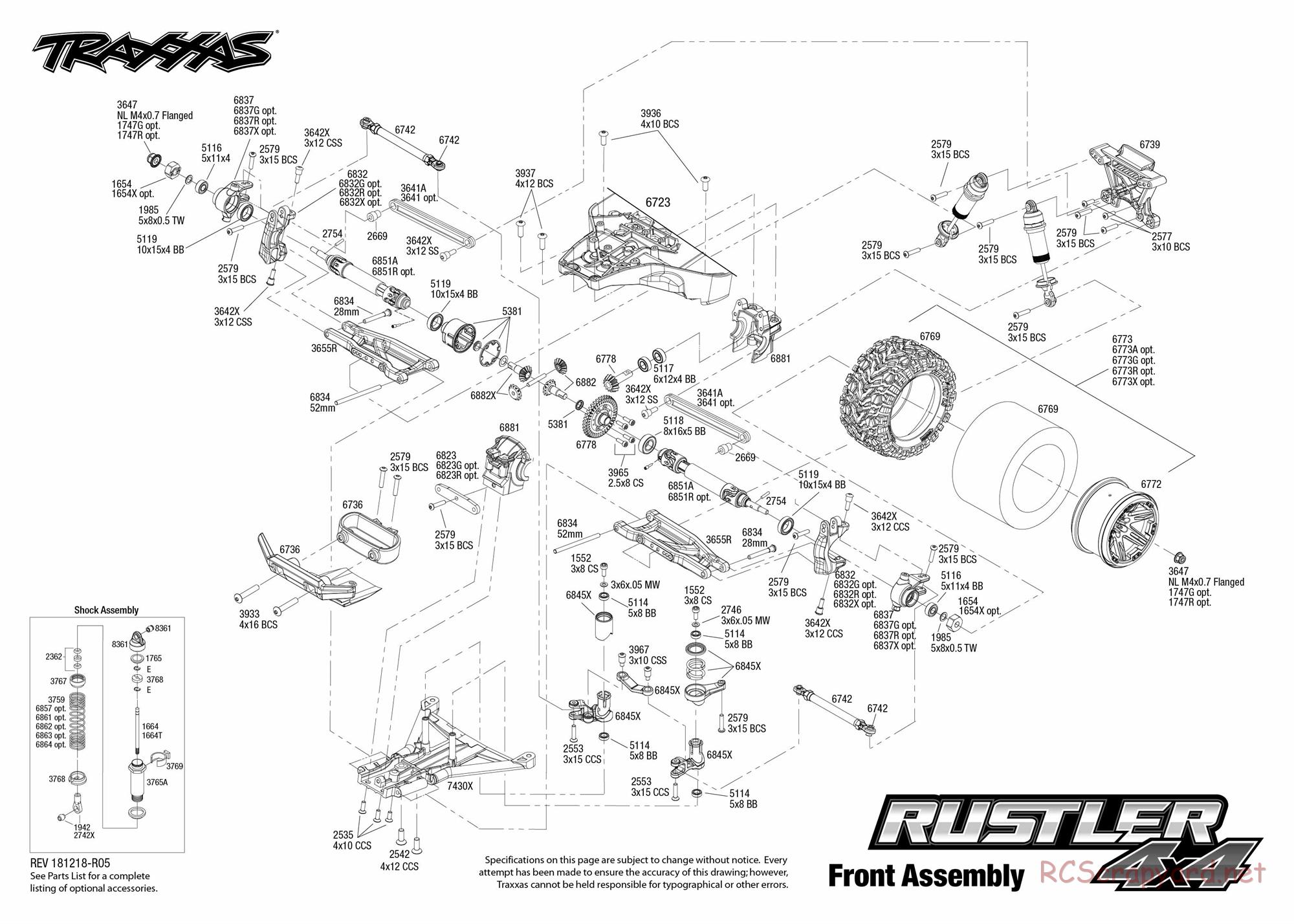 Traxxas - Rustler 4x4 XL-5 (2018) - Exploded Views - Page 4