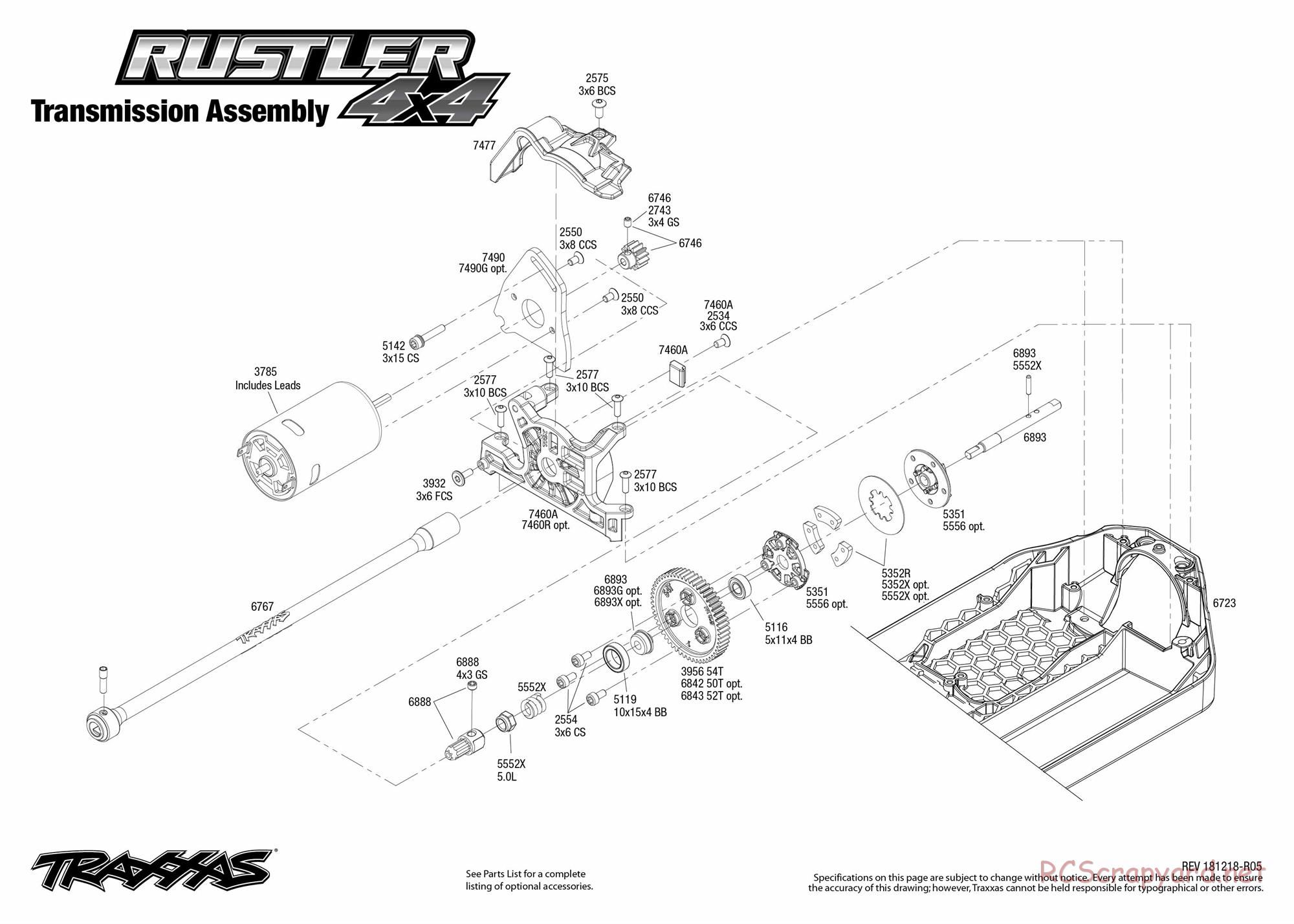 Traxxas - Rustler 4x4 XL-5 (2018) - Exploded Views - Page 6