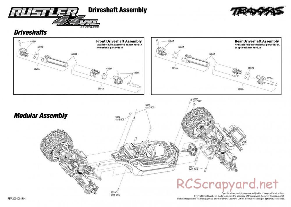 Traxxas - Rustler 4x4 VXL - Exploded Views - Page 1