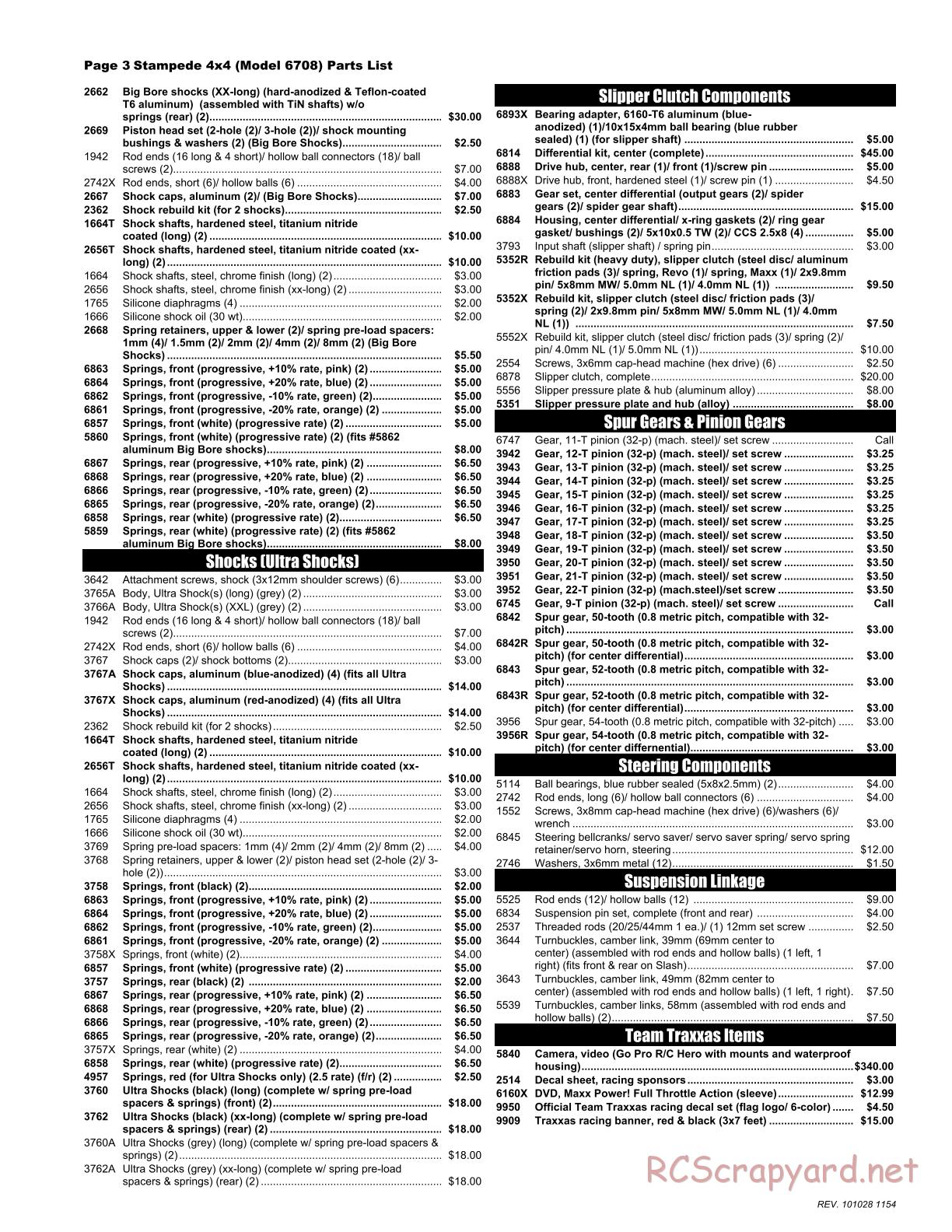 Traxxas - Stampede 4x4 VXL (2010) - Parts List - Page 3