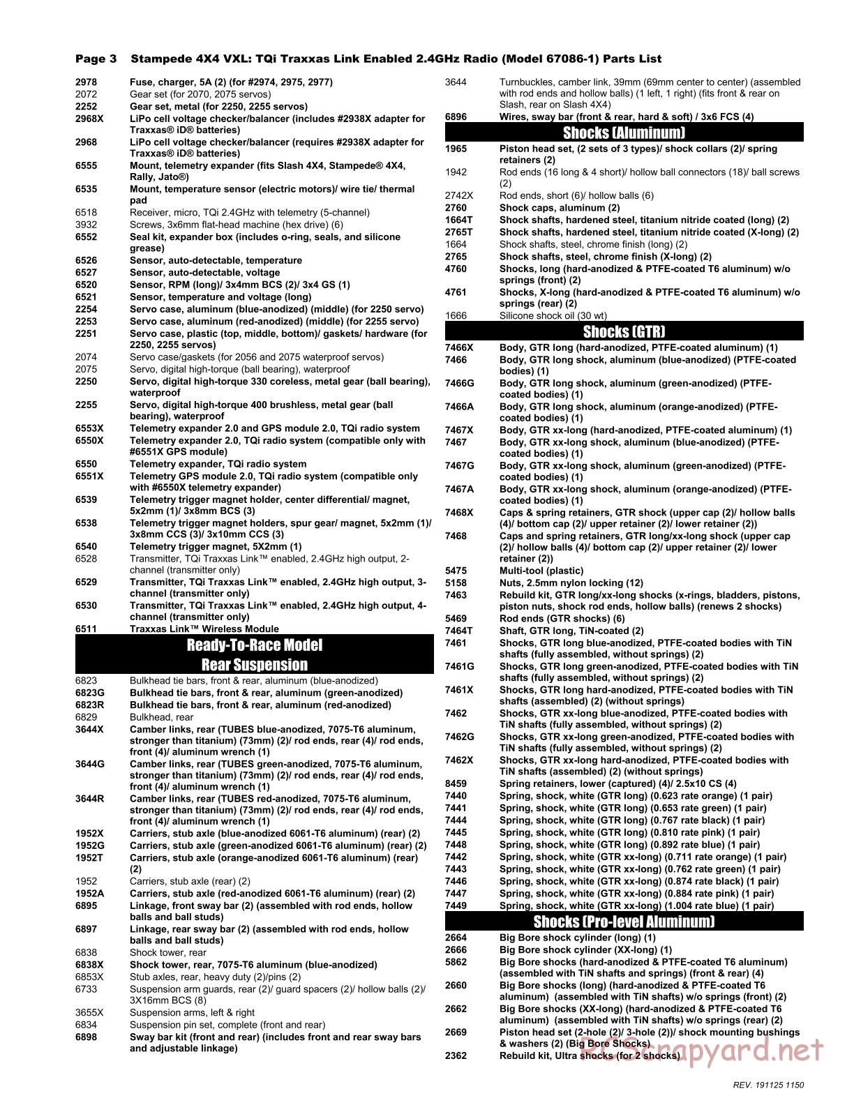 Traxxas - Stampede 4x4 VXL (2015) - Parts List - Page 3