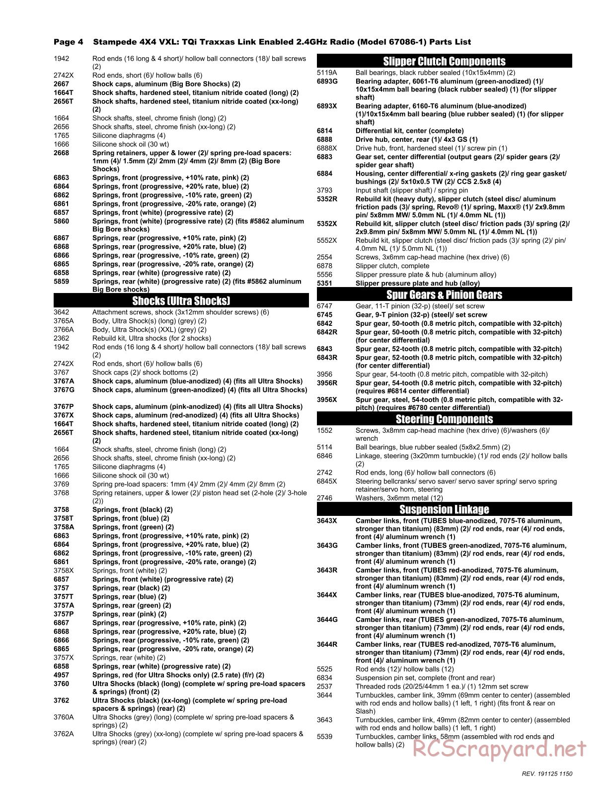 Traxxas - Stampede 4x4 VXL (2015) - Parts List - Page 4