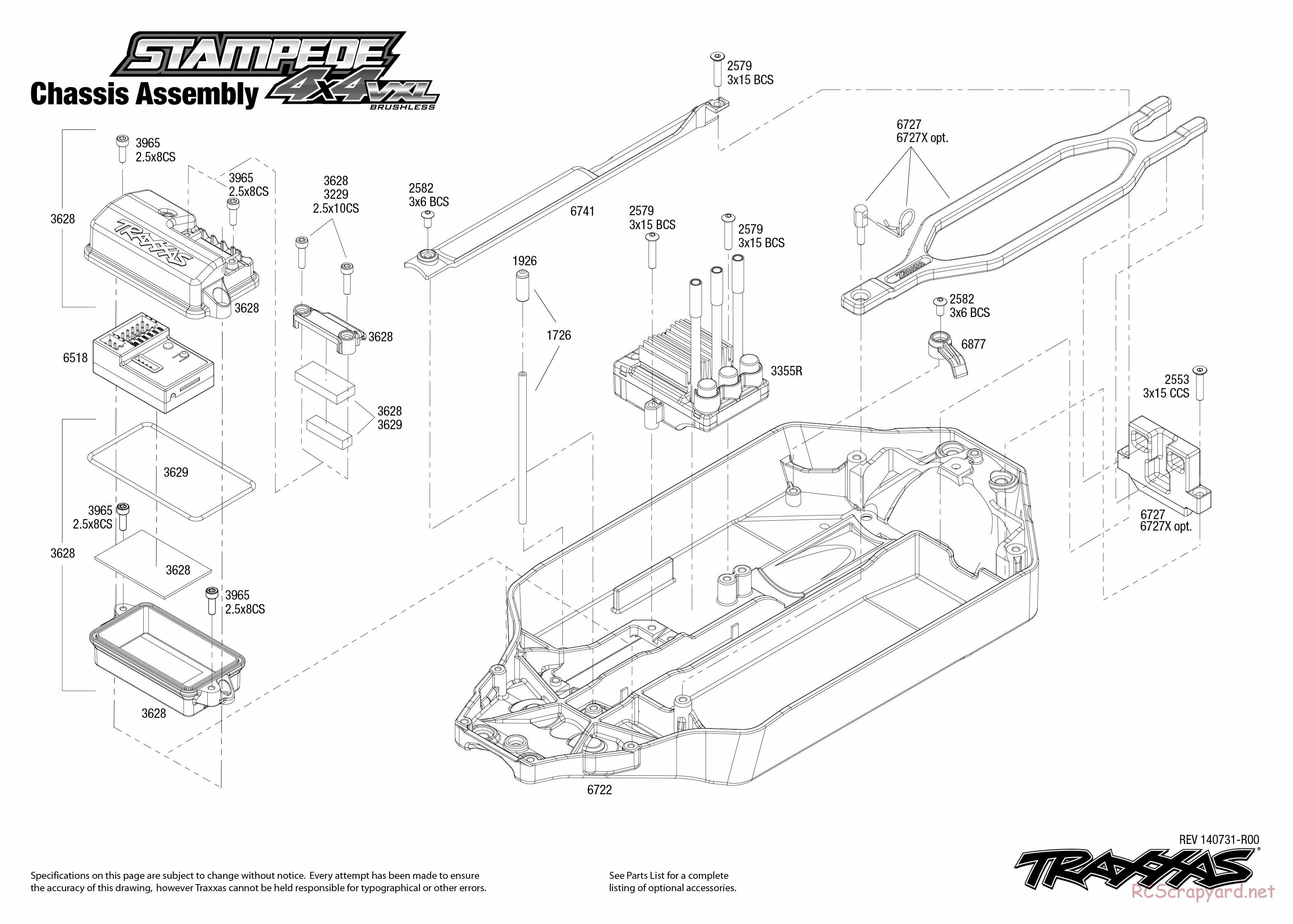 Traxxas - Stampede 4x4 VXL (2015) - Exploded Views - Page 1