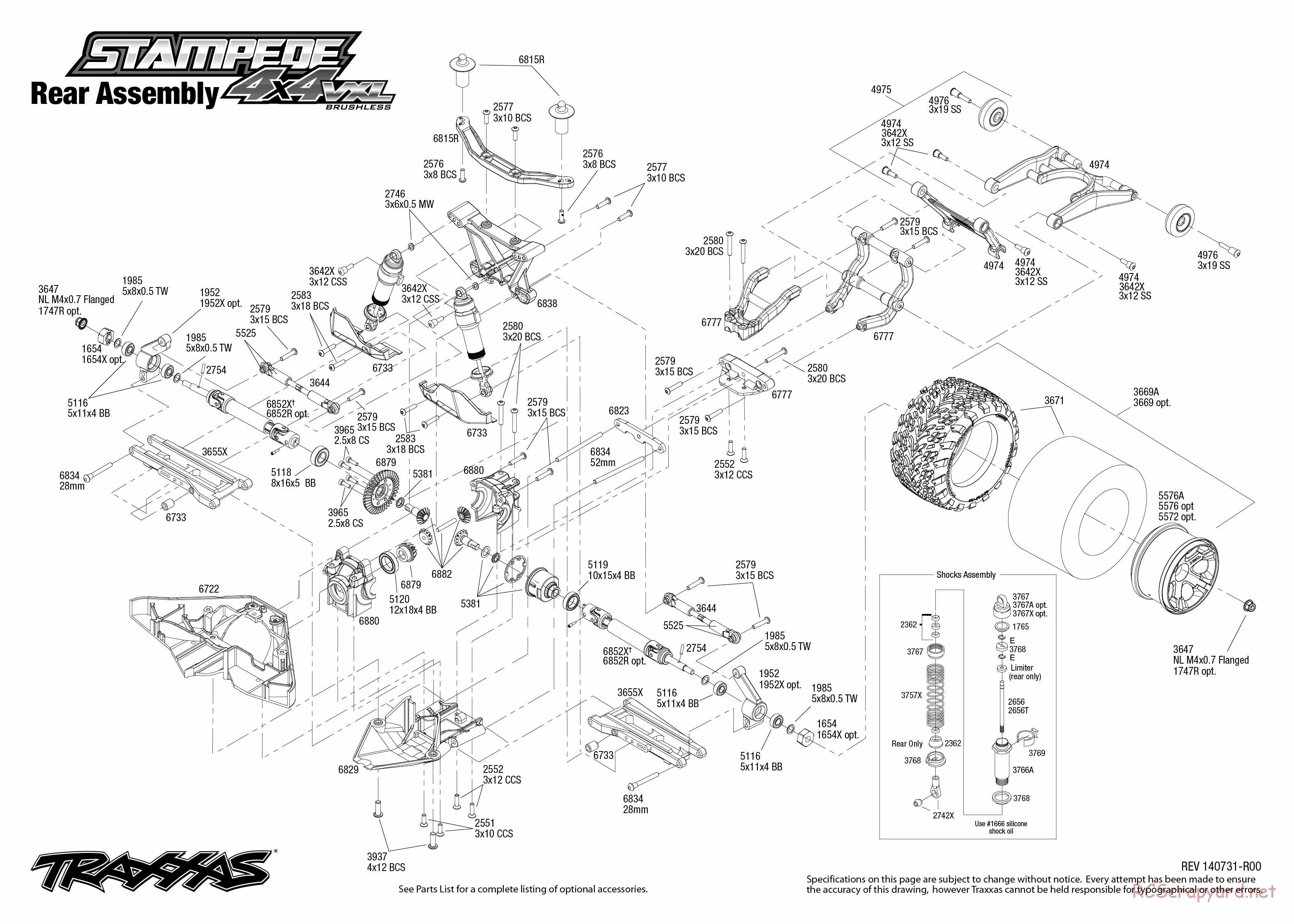Traxxas - Stampede 4x4 VXL (2015) - Exploded Views - Page 3