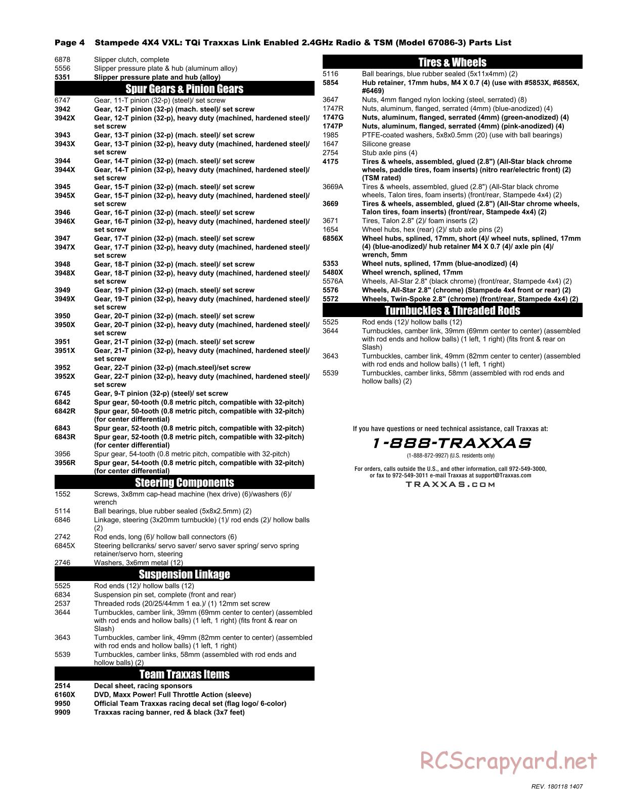 Traxxas - Stampede 4x4 VXL TSM (2015) - Parts List - Page 4